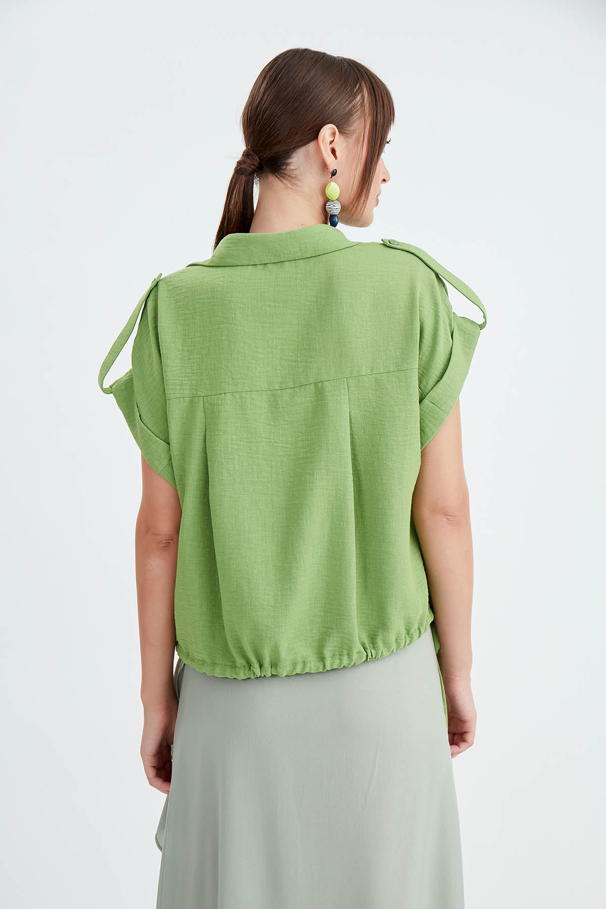 VISCOSE LINEN SHIRT WITH THE WAIST