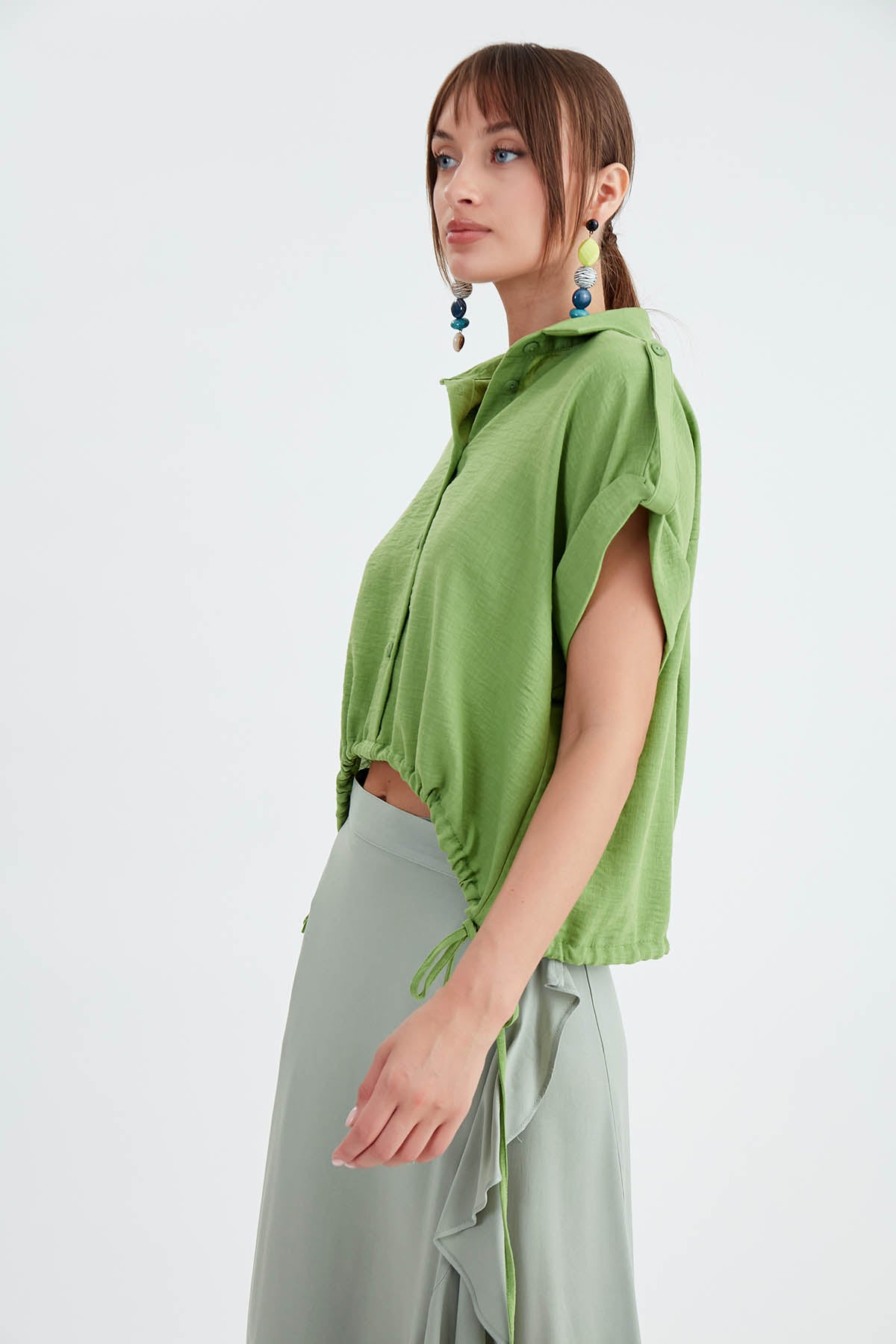 VISCOSE LINEN SHIRT WITH THE WAIST