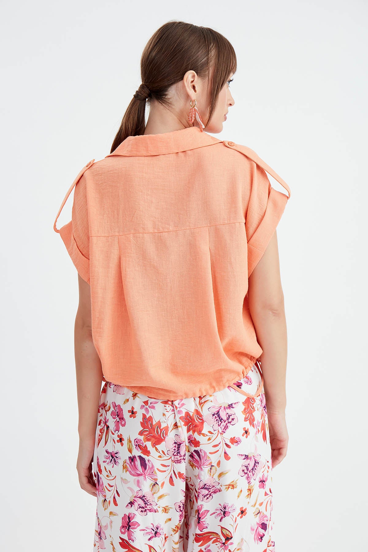 VISCOSE LINEN SHIRT WITH THE WAIST