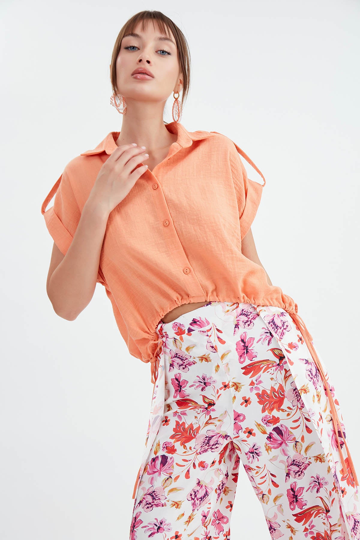 VISCOSE LINEN SHIRT WITH THE WAIST