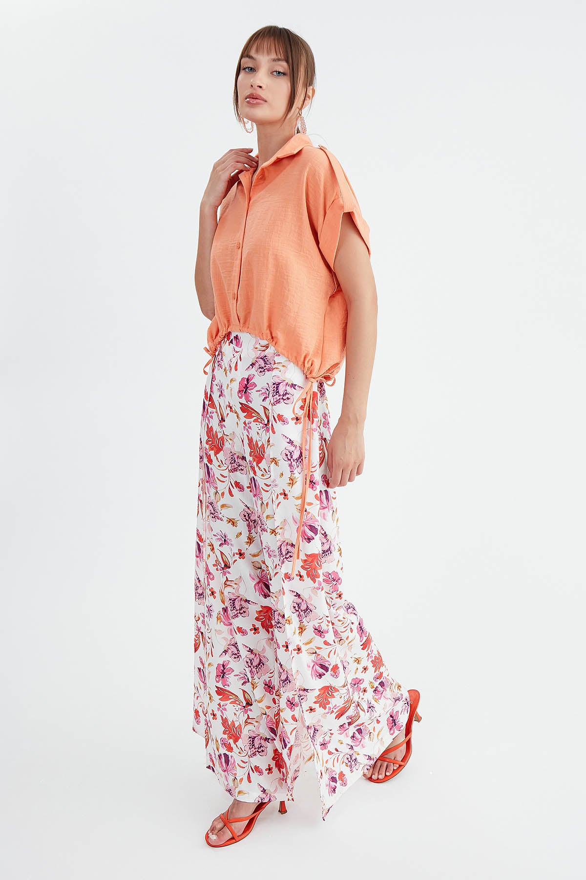 VISCOSE LINEN SHIRT WITH THE WAIST