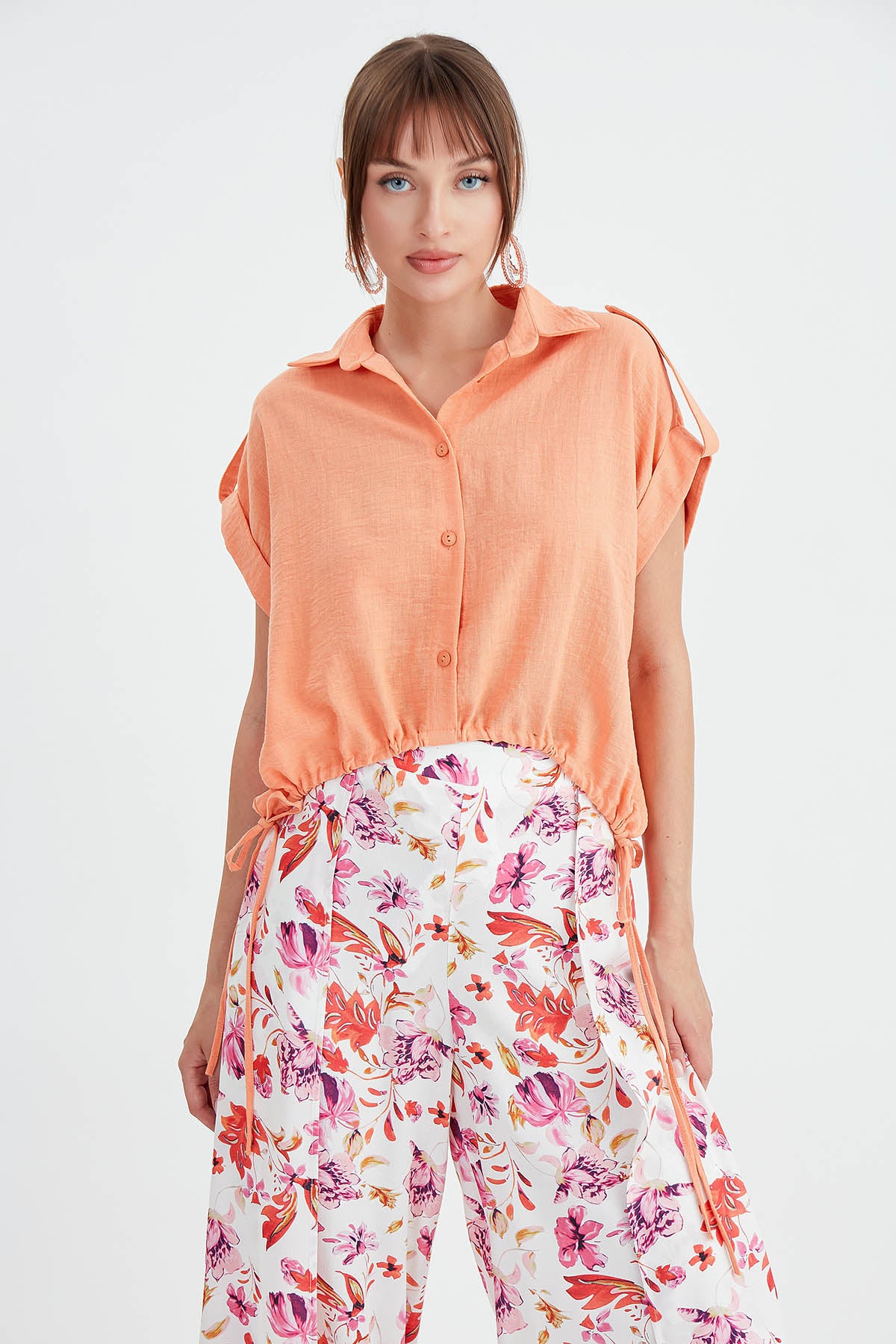 VISCOSE LINEN SHIRT WITH THE WAIST
