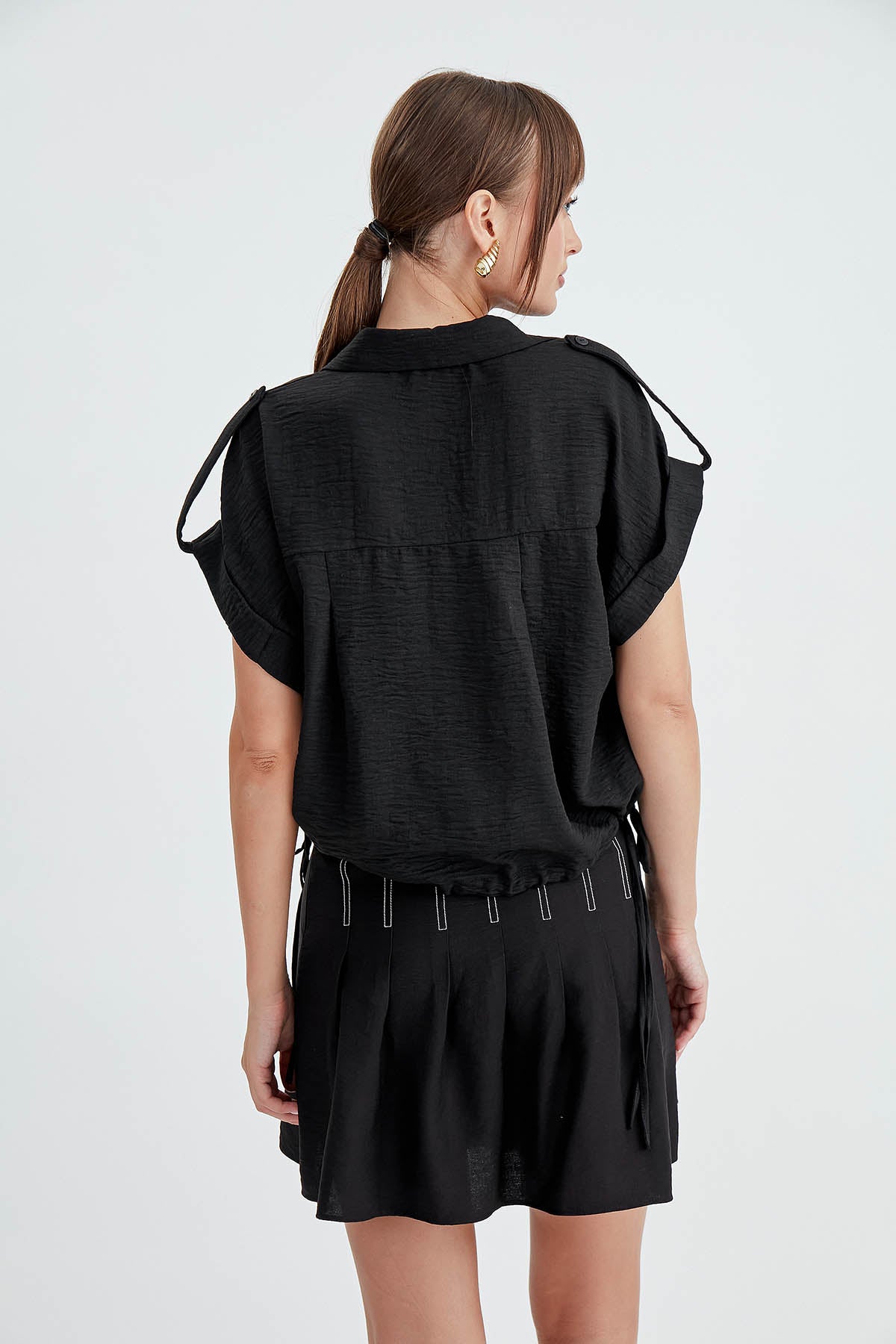 VISCOSE LINEN SHIRT WITH THE WAIST