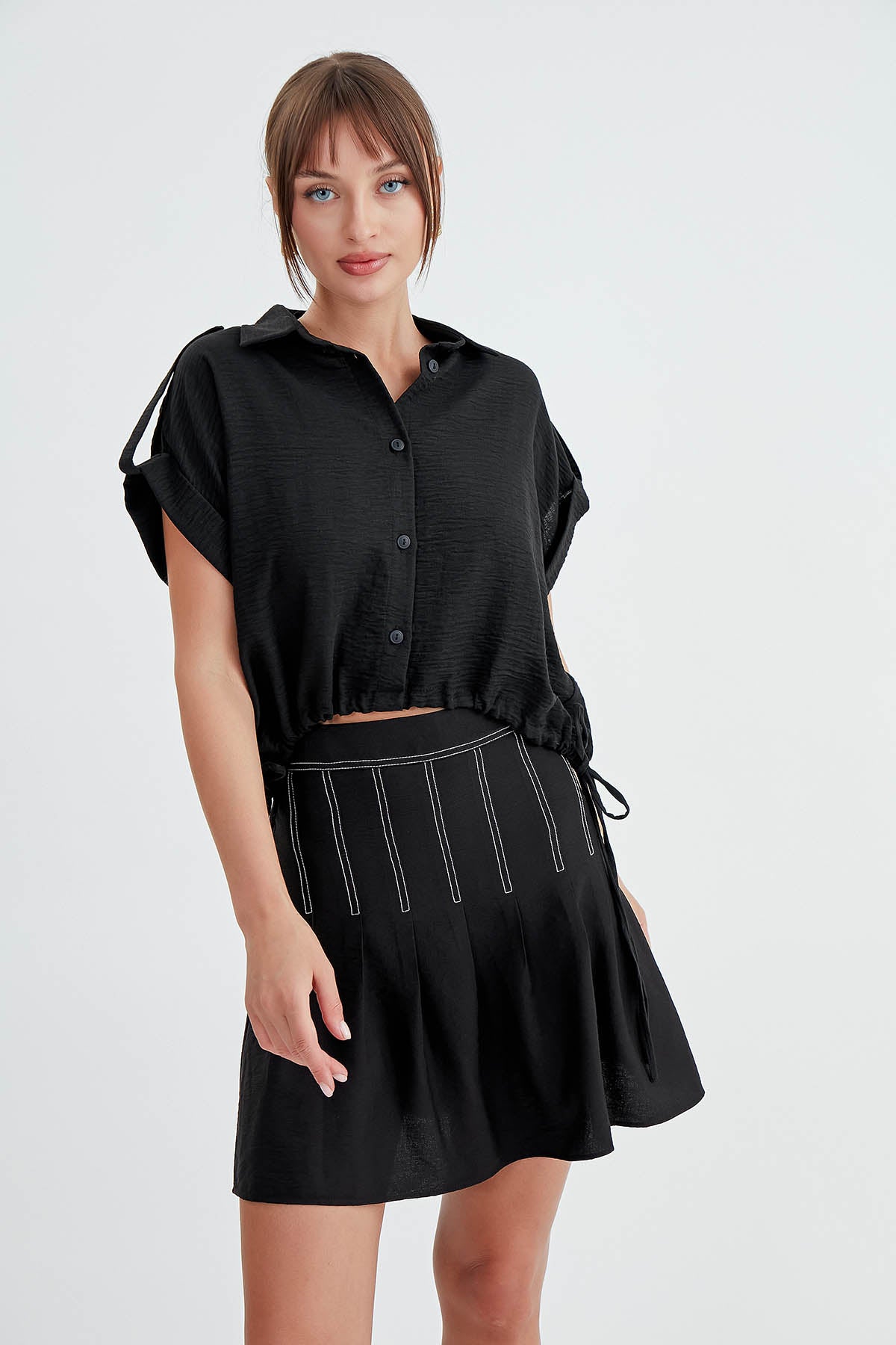 VISCOSE LINEN SHIRT WITH THE WAIST