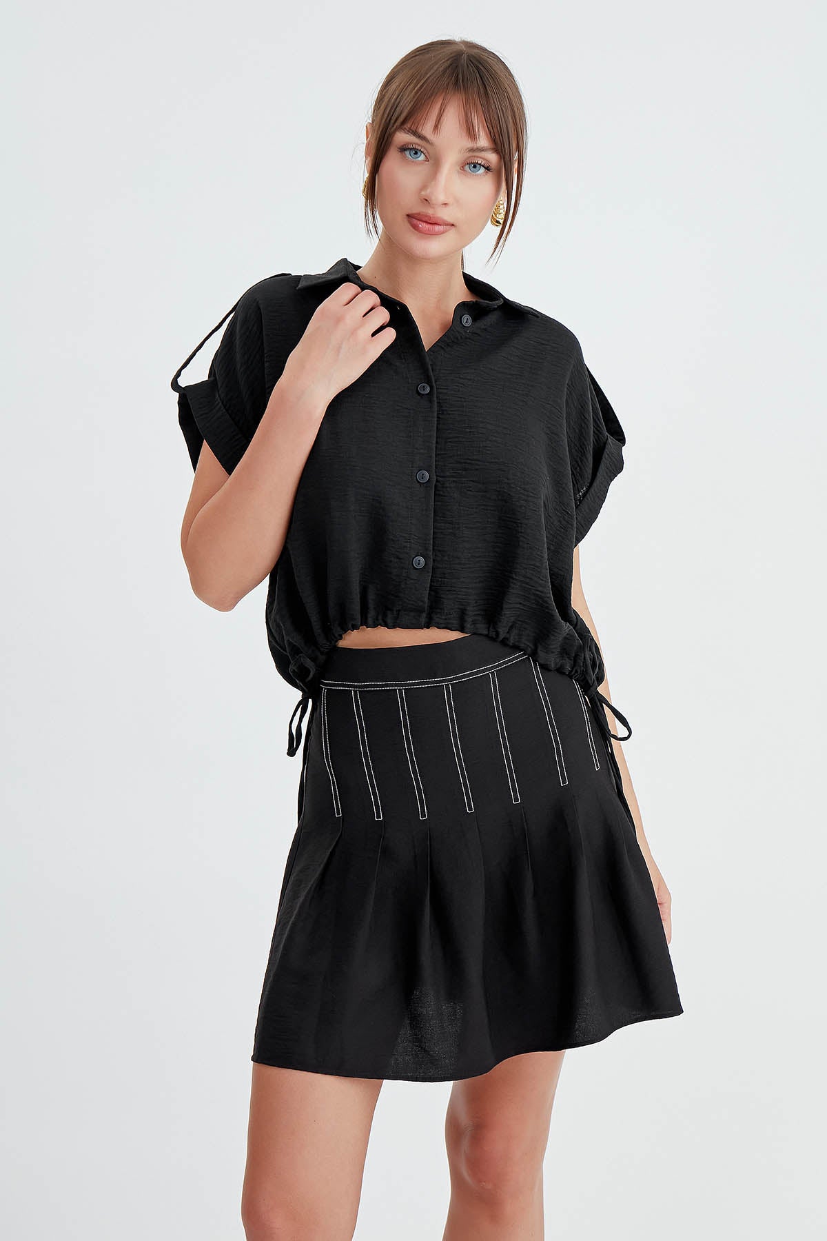 VISCOSE LINEN SHIRT WITH THE WAIST