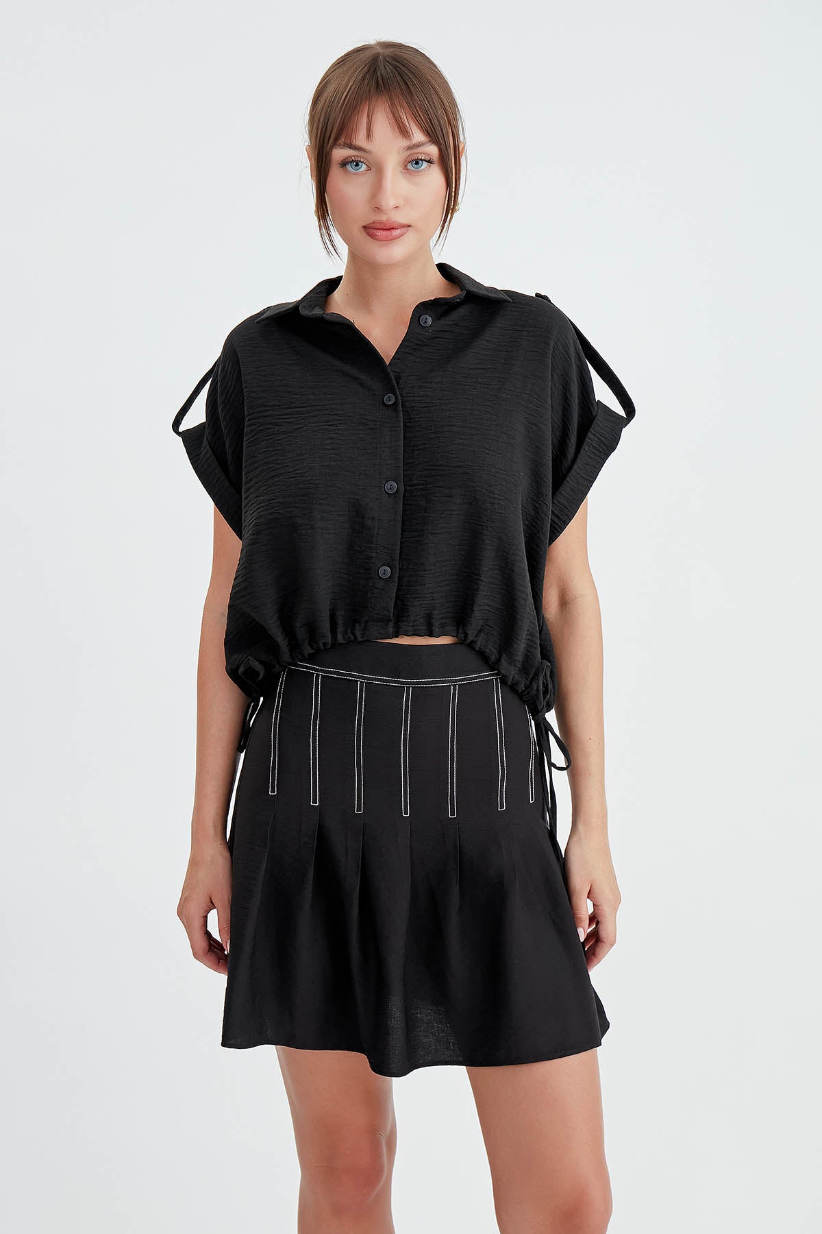 VISCOSE LINEN SHIRT WITH THE WAIST