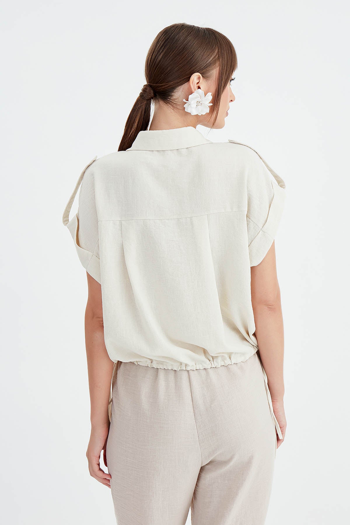 VISCOSE LINEN SHIRT WITH THE WAIST
