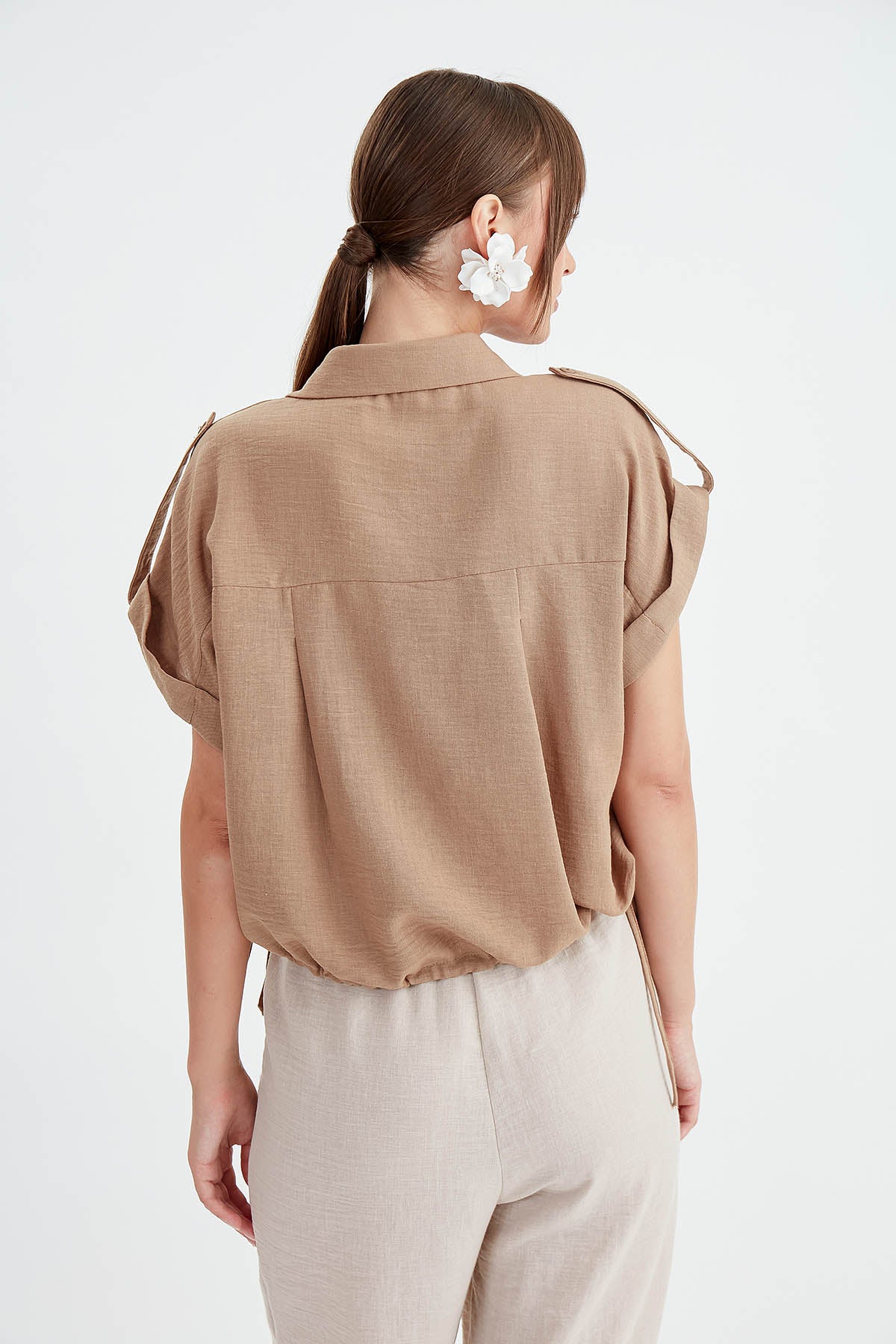 VISCOSE LINEN SHIRT WITH THE WAIST
