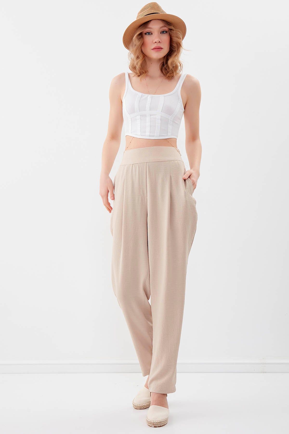 TROUSERS WITH ELASTANE WAIST