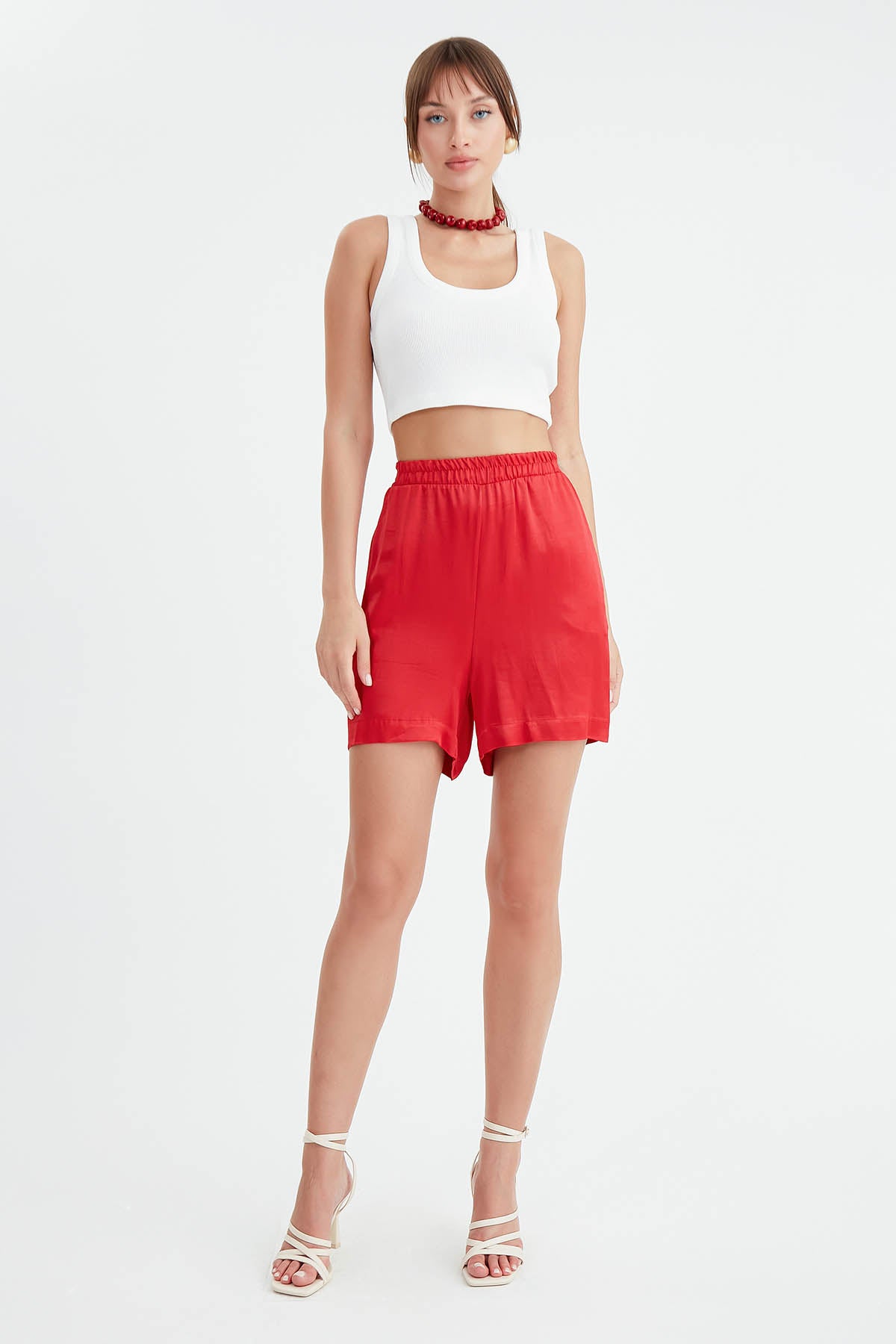 BRIGHT SATEN SHORTS WITH ELASTANE WAIST