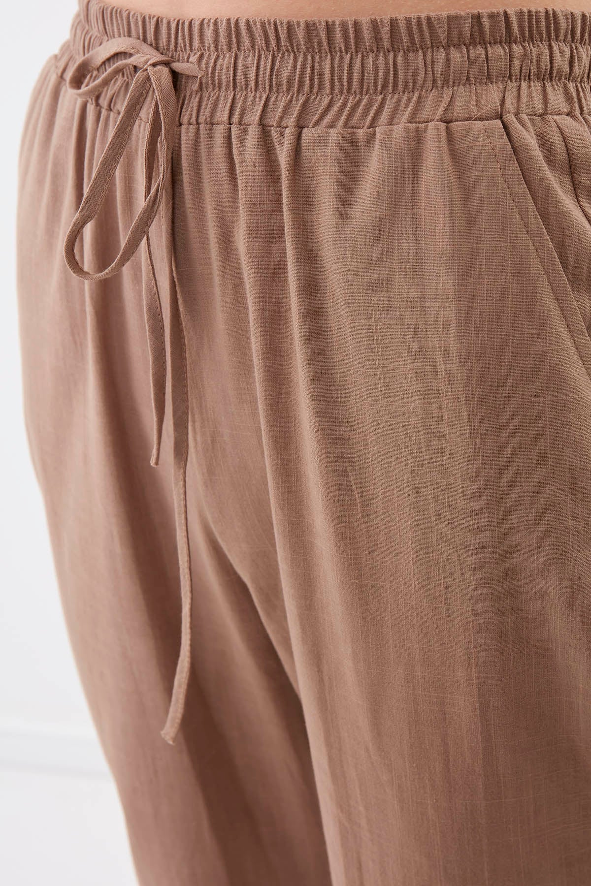 VISCOSE LINEN COMFORTABLE TROUSERS WITH ELASTANE WAIST