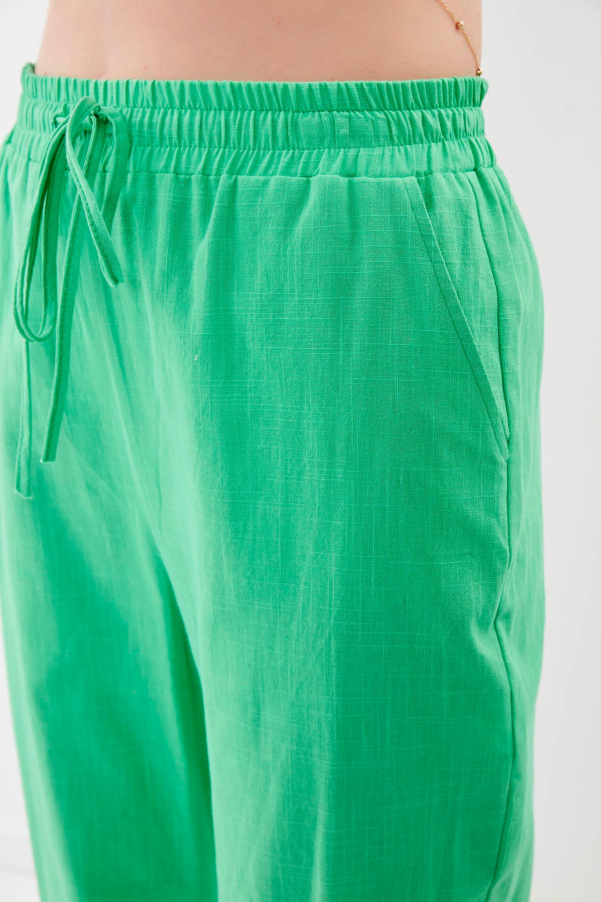 VISCOSE LINEN COMFORTABLE TROUSERS WITH ELASTANE WAIST