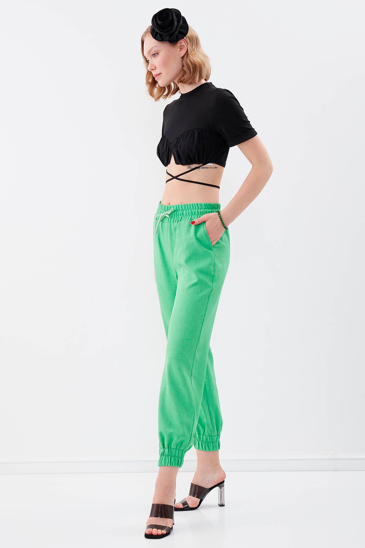 COMFY TROUSERS WITH ELASTANE WAIST AND ANKLES