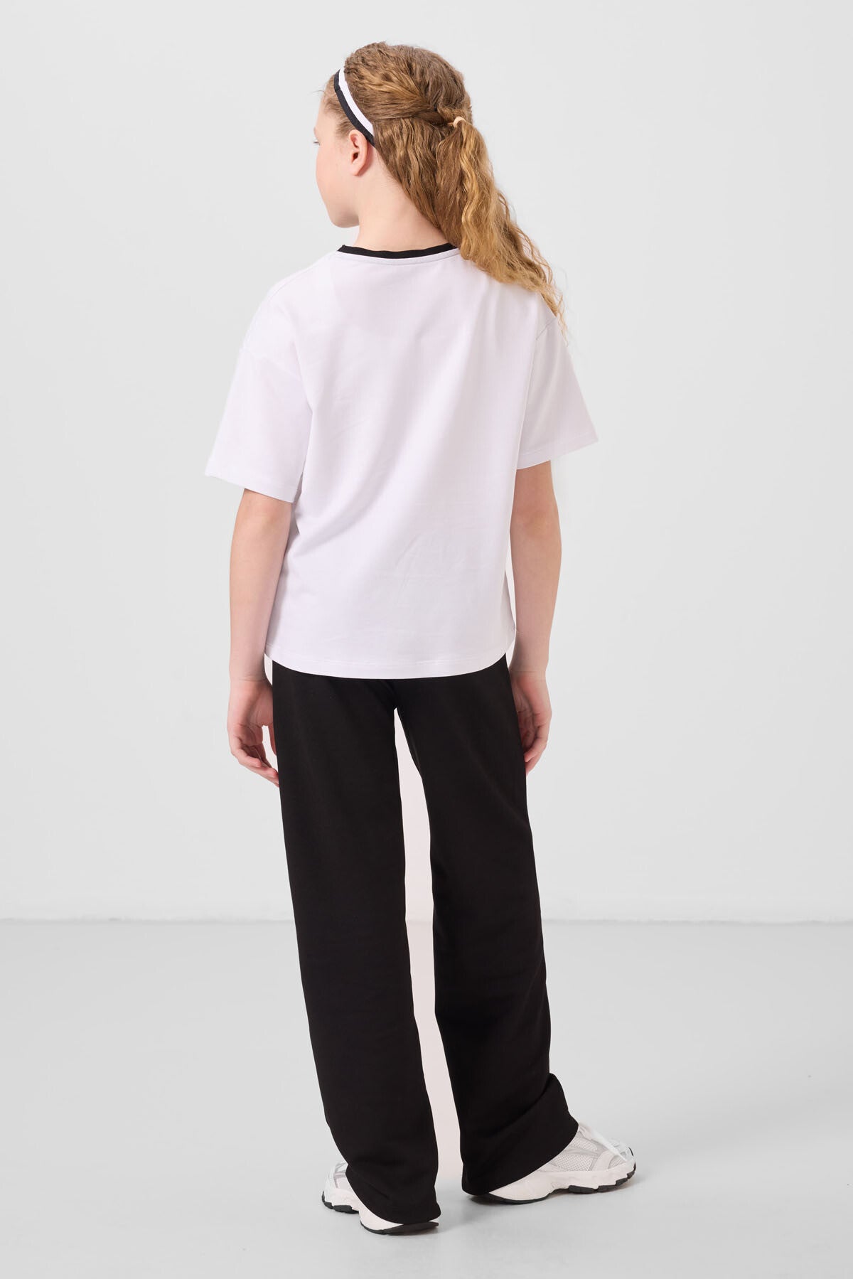 Black and white O Collar Printed Wide Sleeve Standard Fit Palazzo Tracksuit Set - 75171