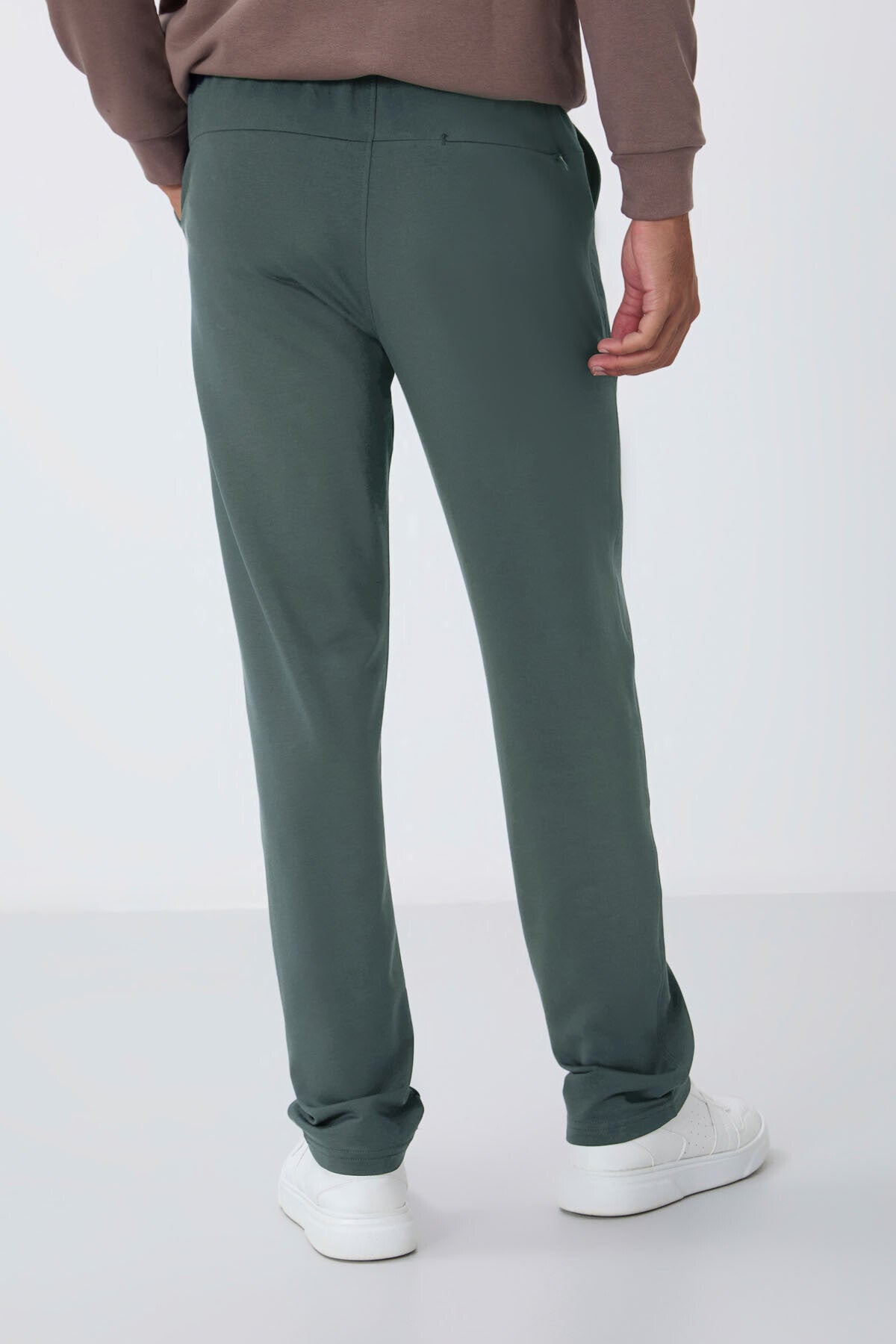 Khaki Laced Pocketed Standard Fit Classic Cuff Men's Tracksuit Bottom - 84682