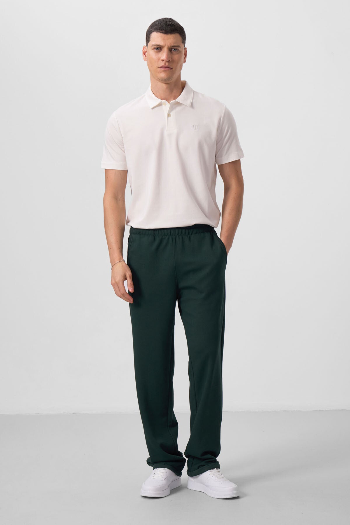 Pine Green Textured Surface Comfortable Fit Palazzo Men's Trousers - 82164