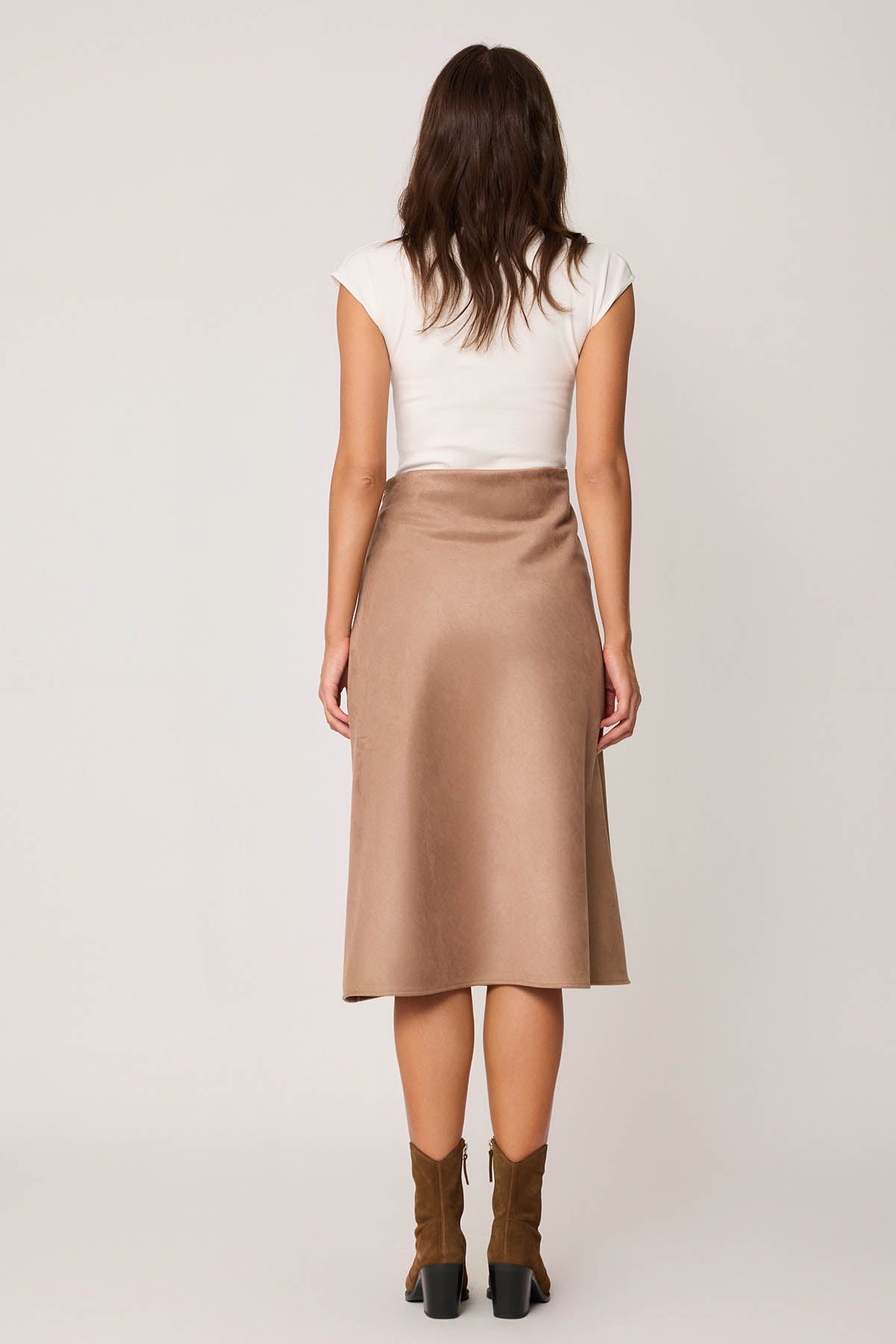 WAIST-CUTTING SUEDE CLOTH SKIRT