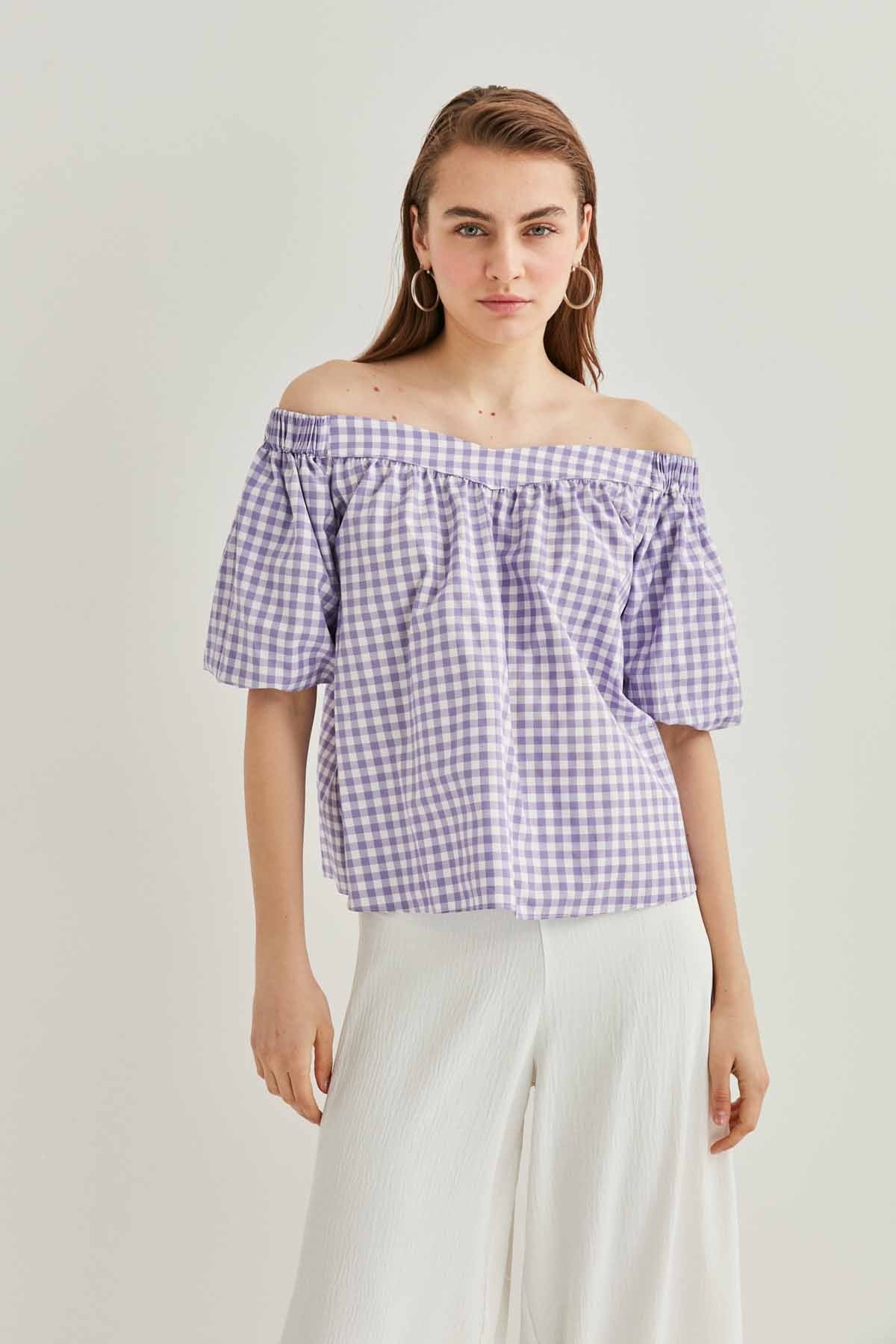 CARMEN COLLAR BACK-LACED BLOUSE
