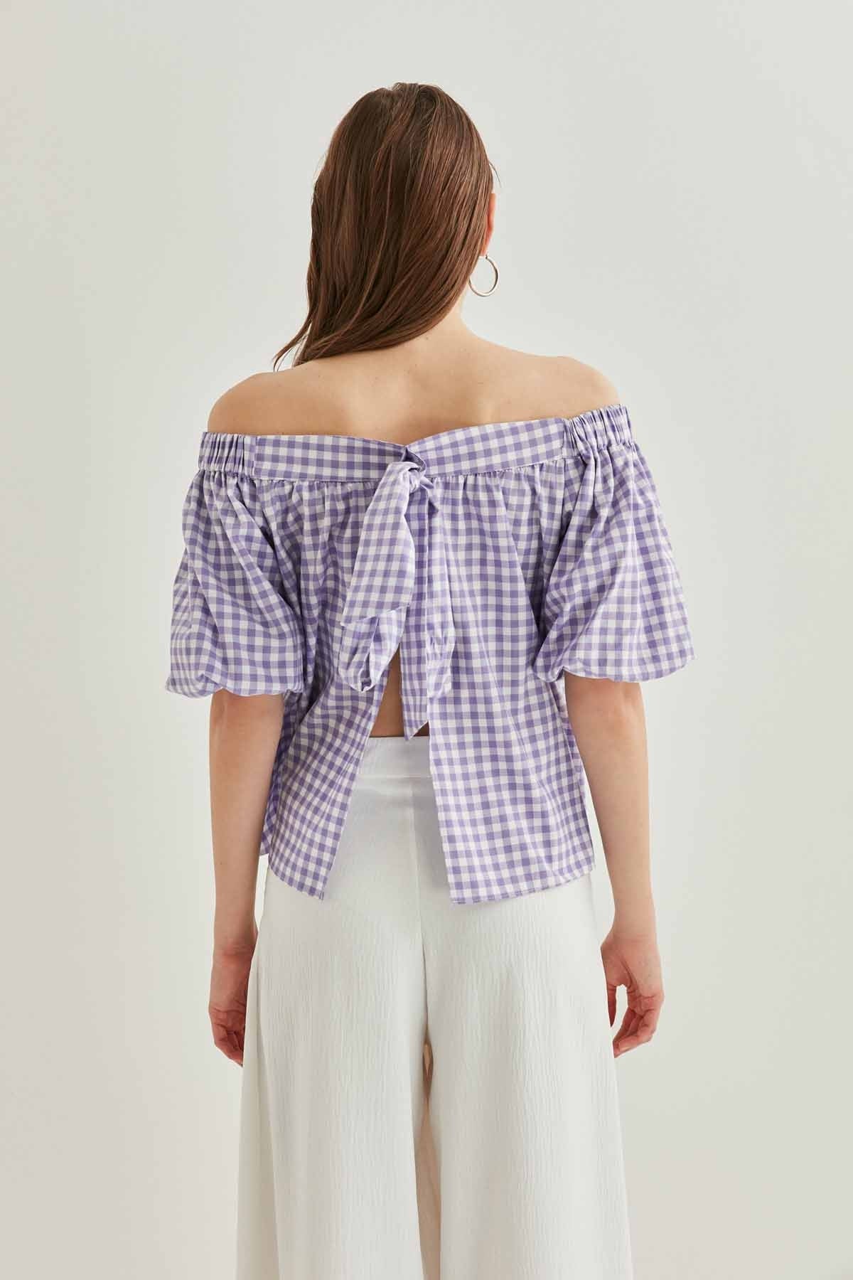 CARMEN COLLAR BACK-LACED BLOUSE