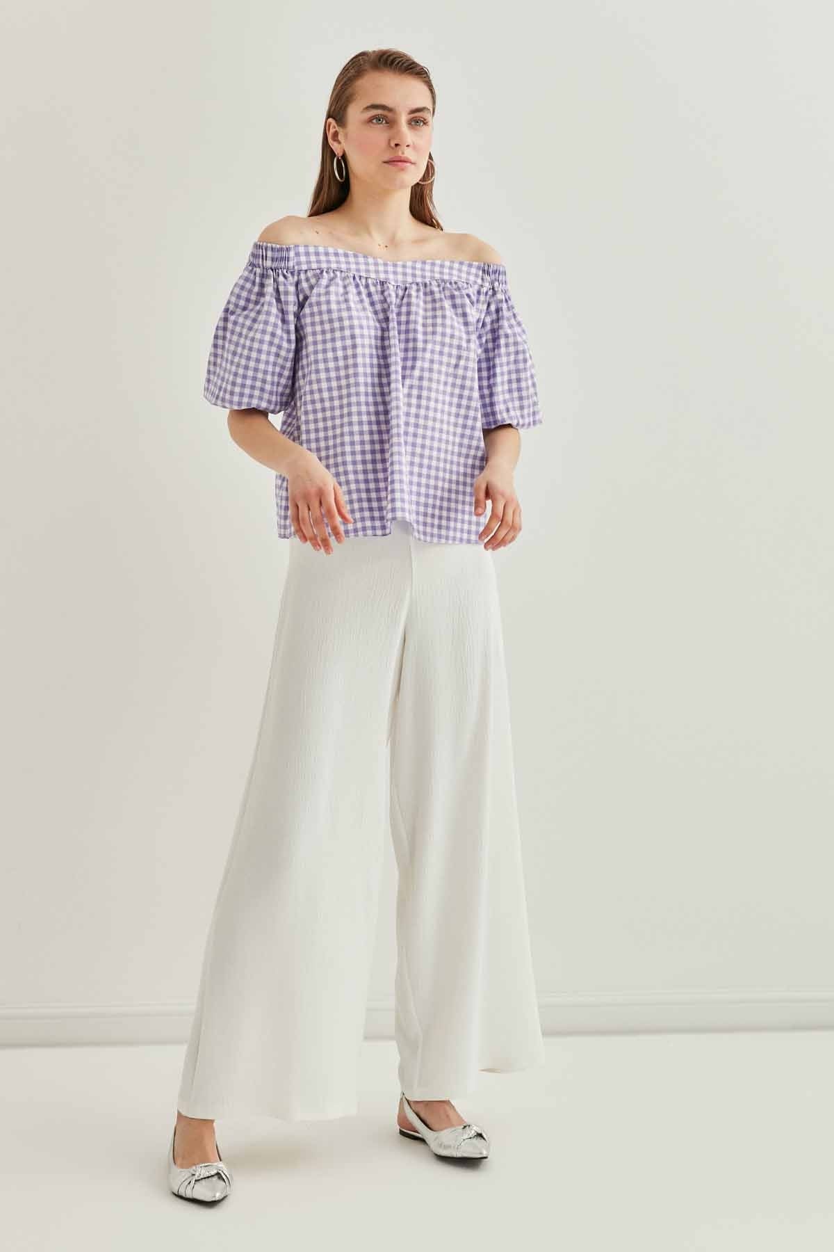 CARMEN COLLAR BACK-LACED BLOUSE