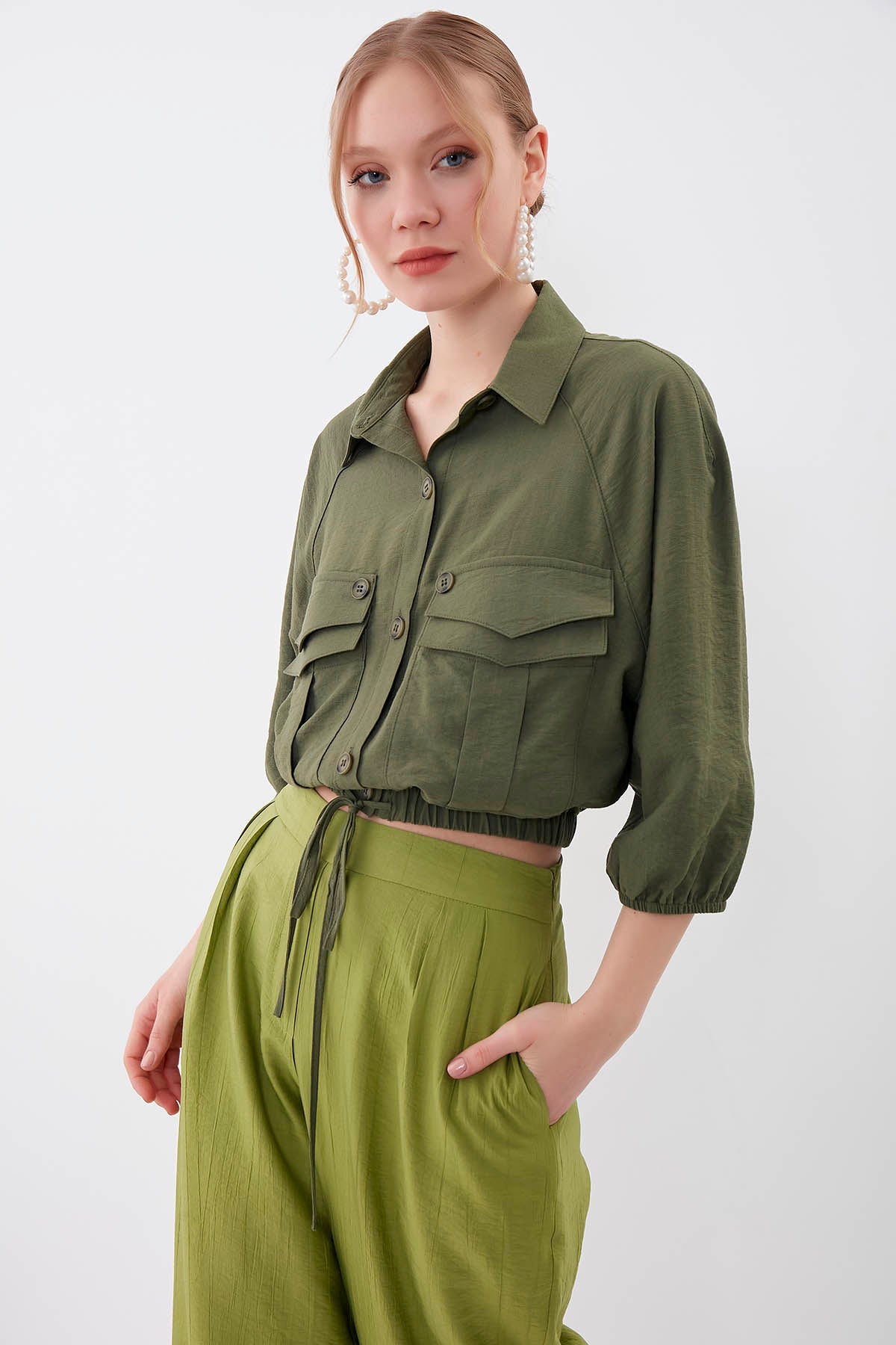 POCKETED SHIRT WITH ELASTANE WAIST