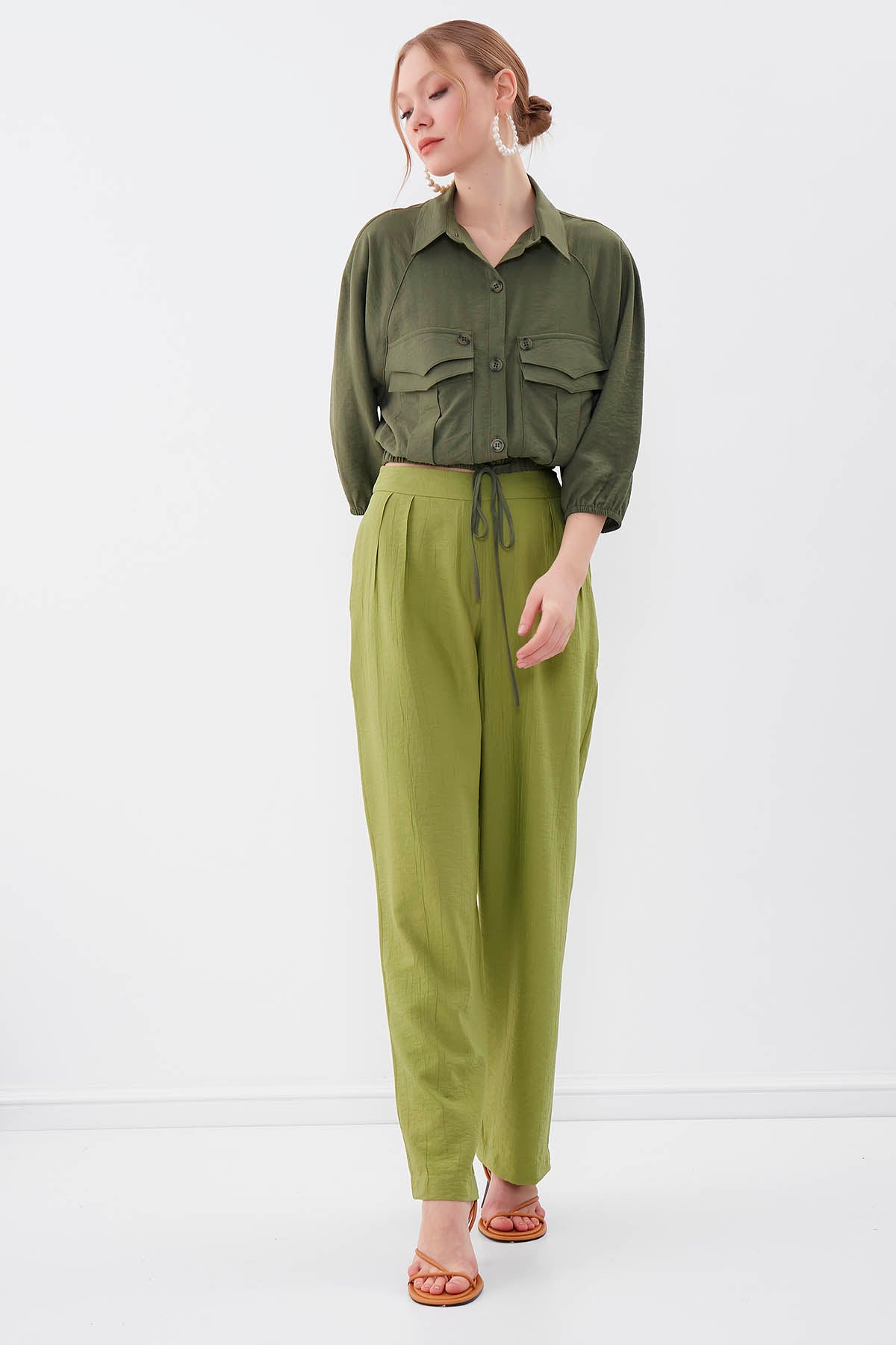 POCKETED SHIRT WITH ELASTANE WAIST