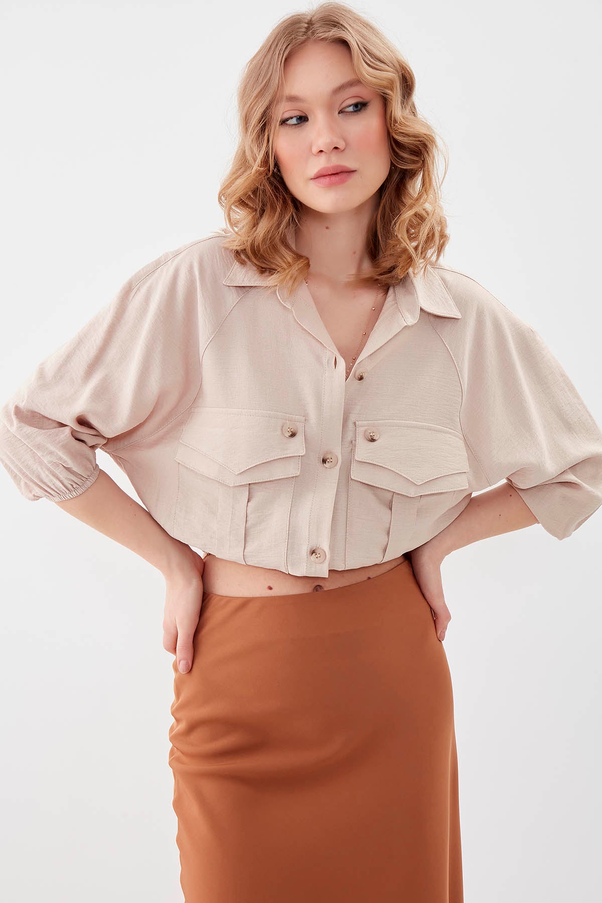 POCKETED SHIRT WITH ELASTANE WAIST