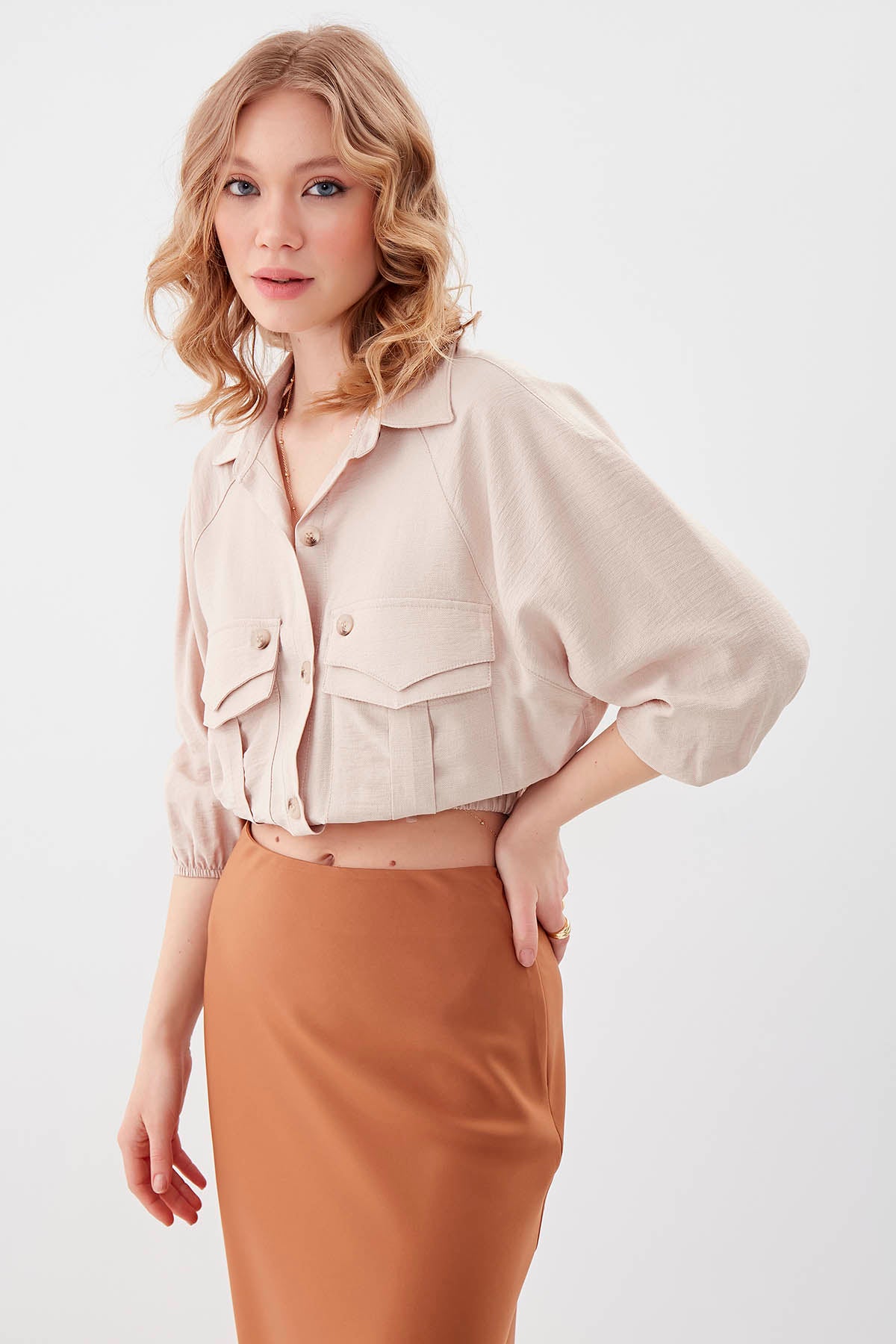 POCKETED SHIRT WITH ELASTANE WAIST