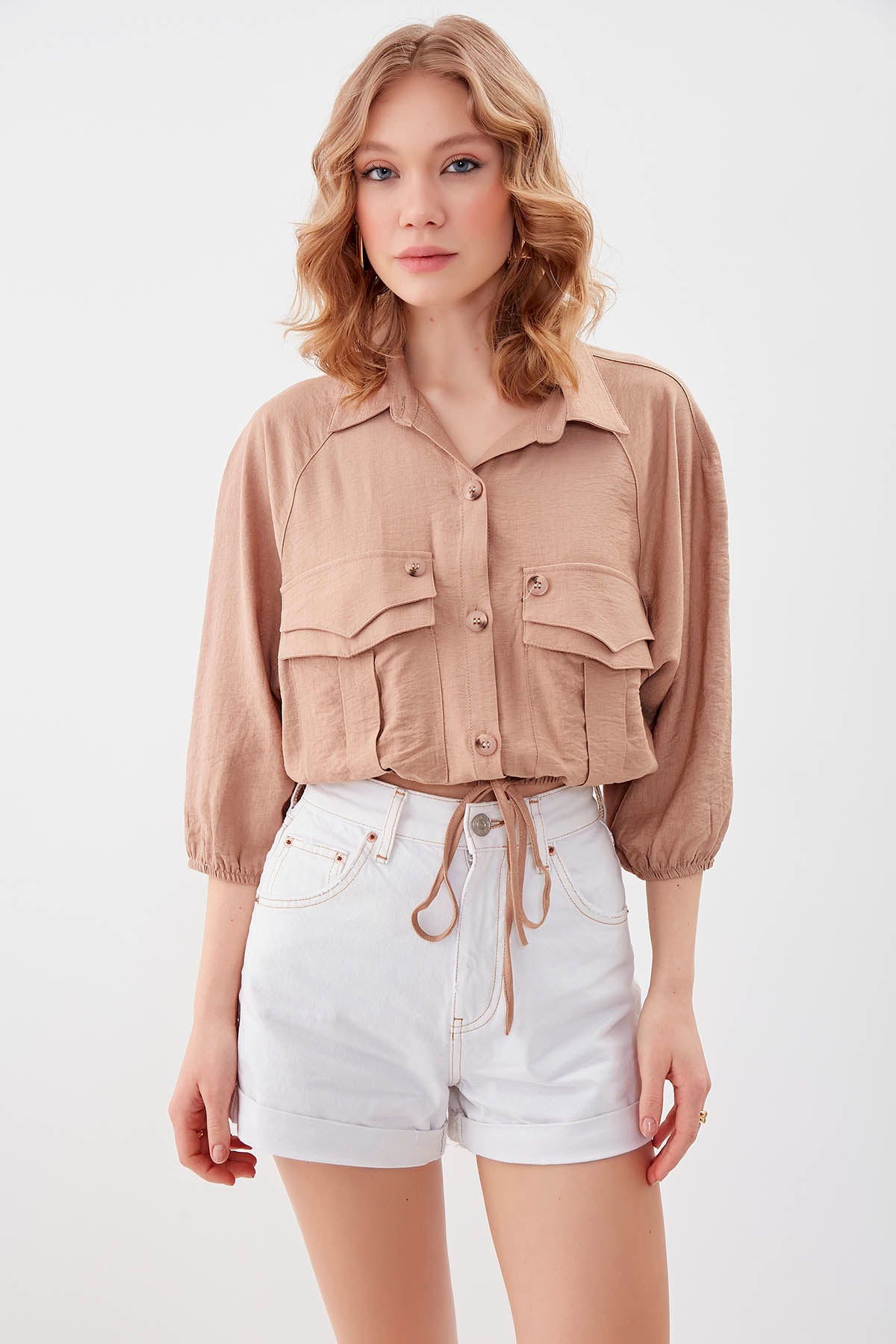 POCKETED SHIRT WITH ELASTANE WAIST