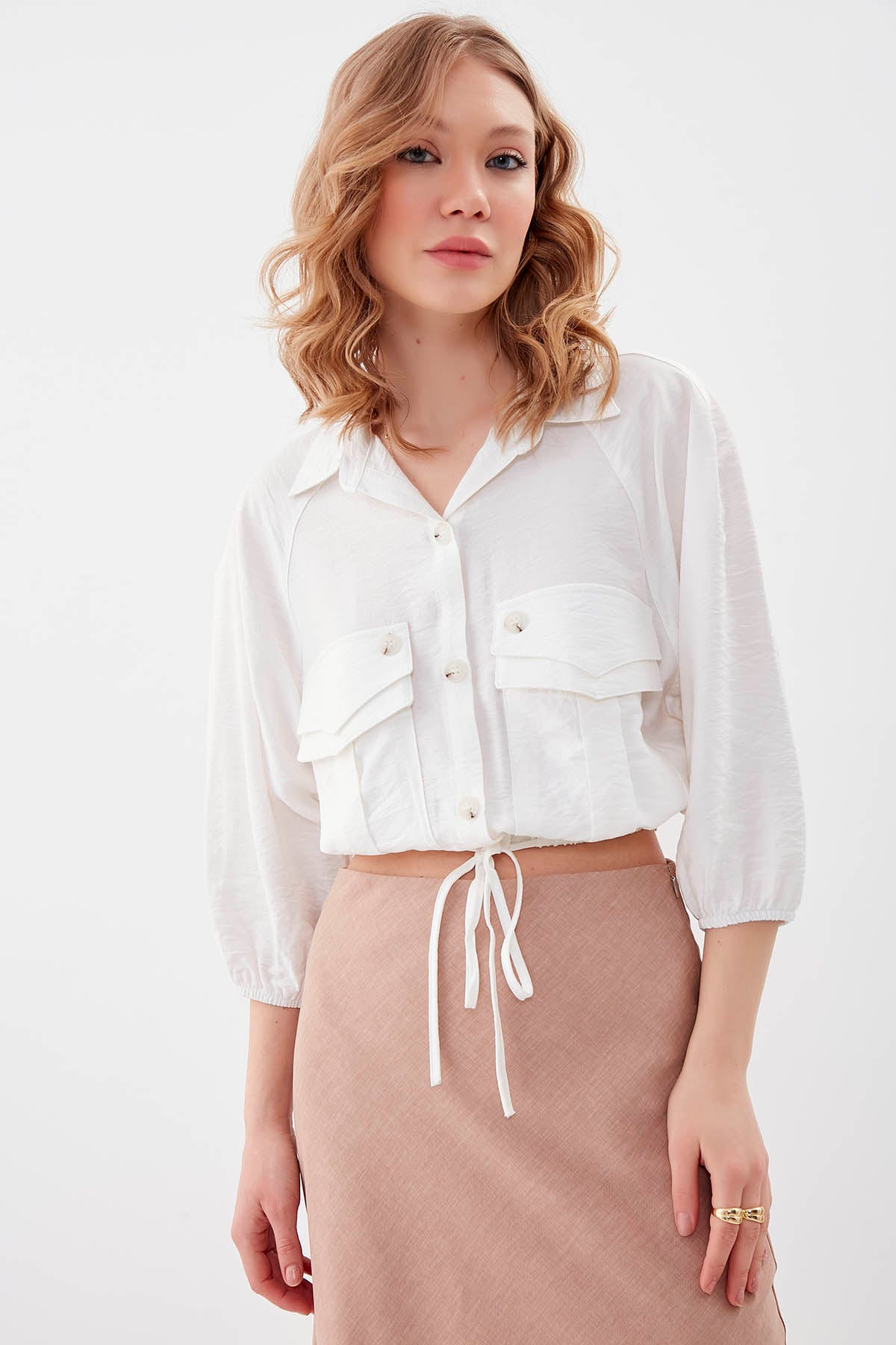POCKETED SHIRT WITH ELASTANE WAIST