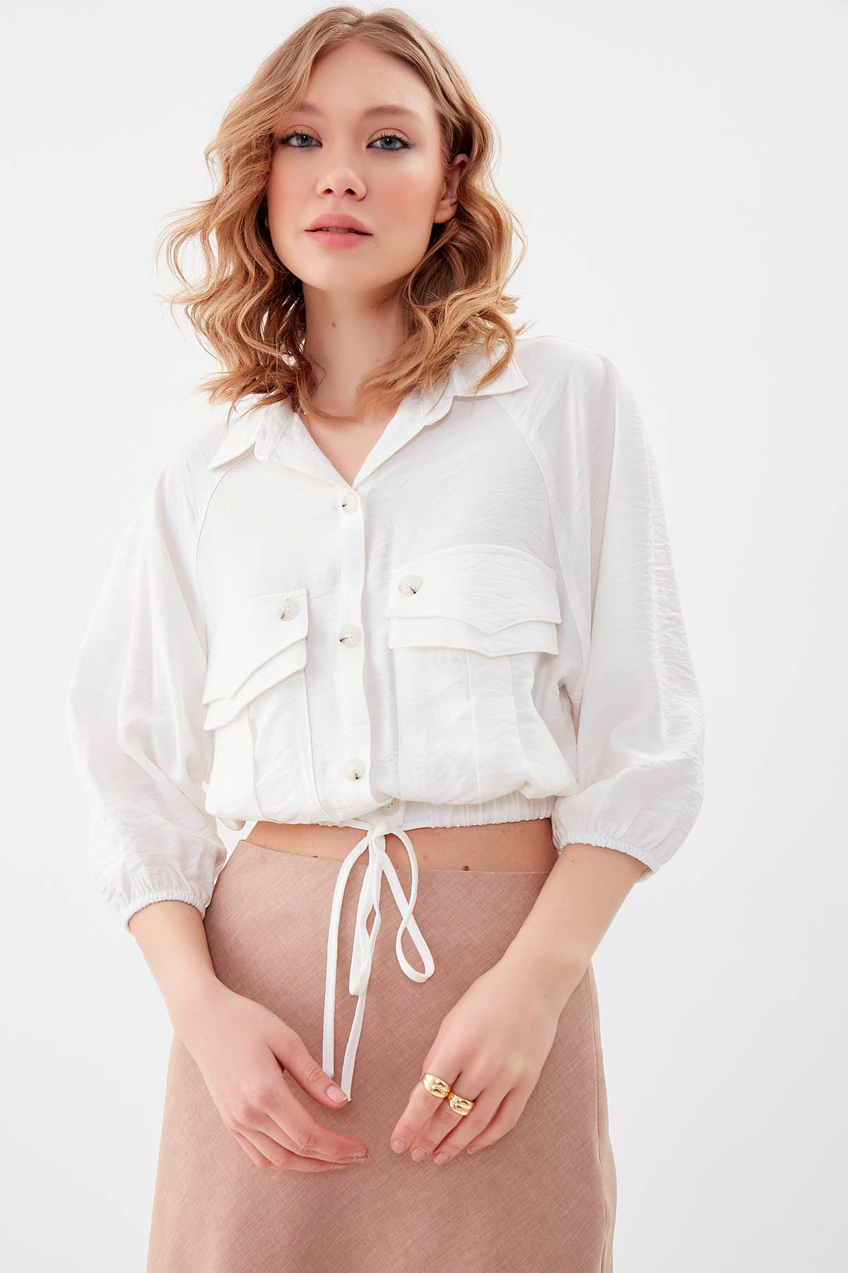 POCKETED SHIRT WITH ELASTANE WAIST