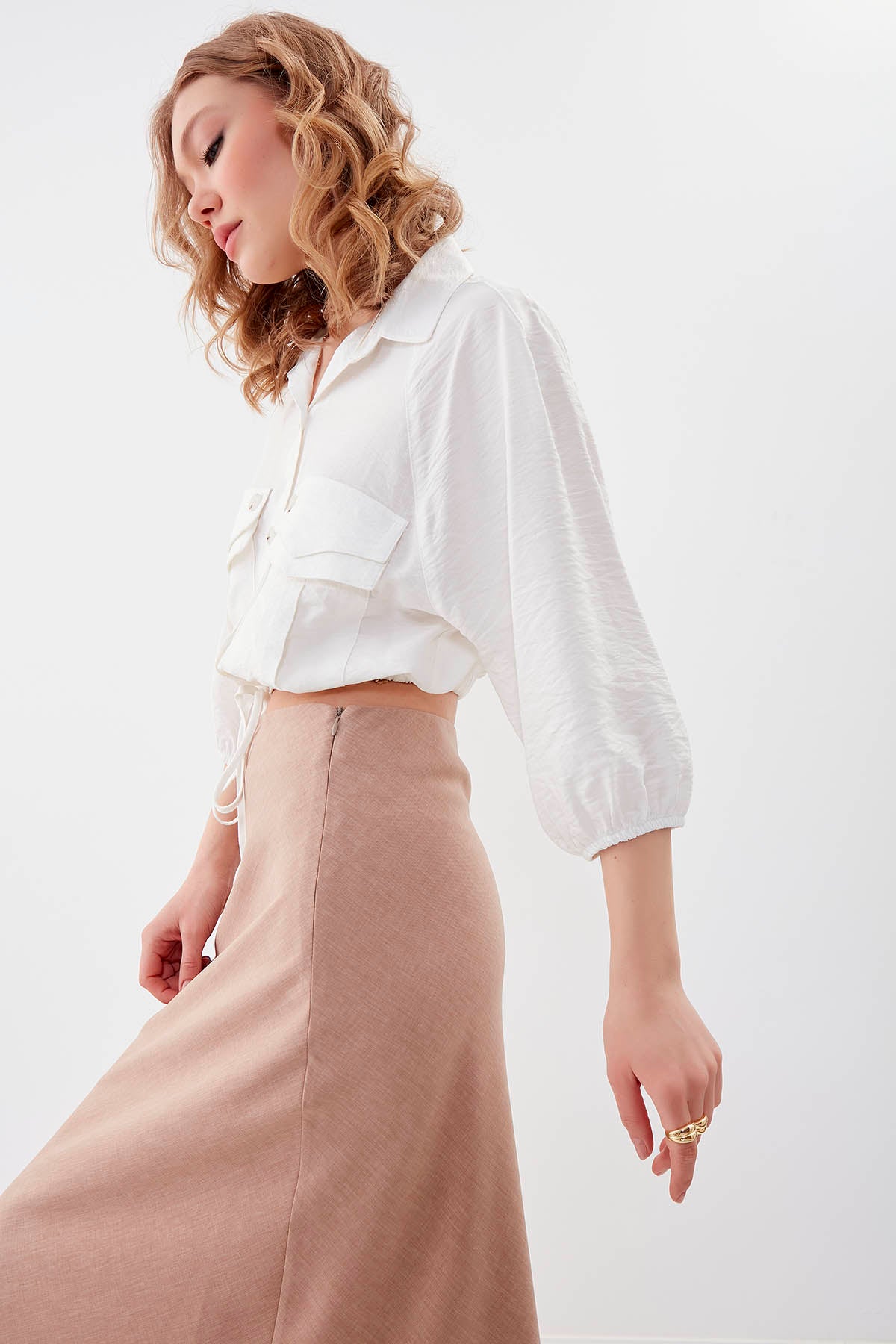POCKETED SHIRT WITH ELASTANE WAIST