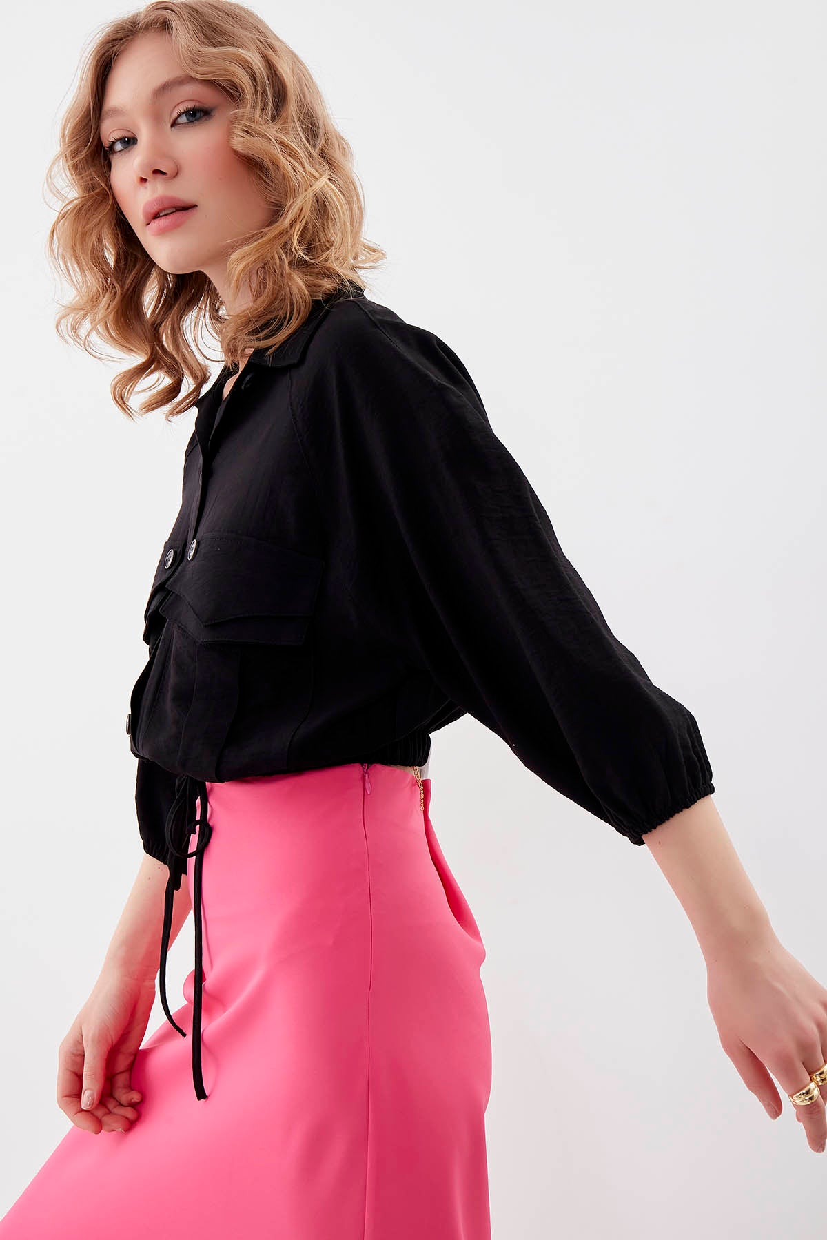 POCKETED SHIRT WITH ELASTANE WAIST