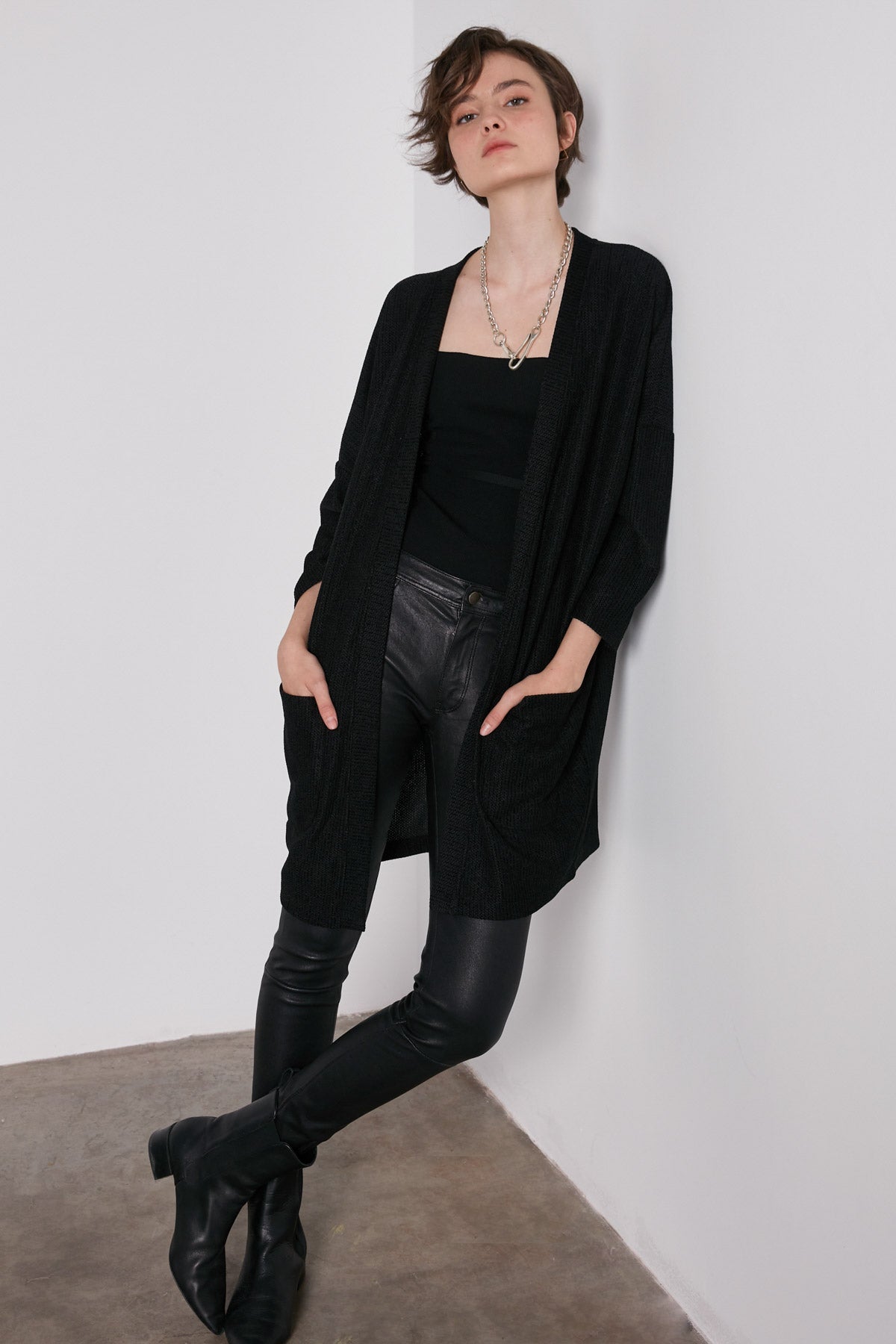 POCKETED LOOSE CARDIGAN