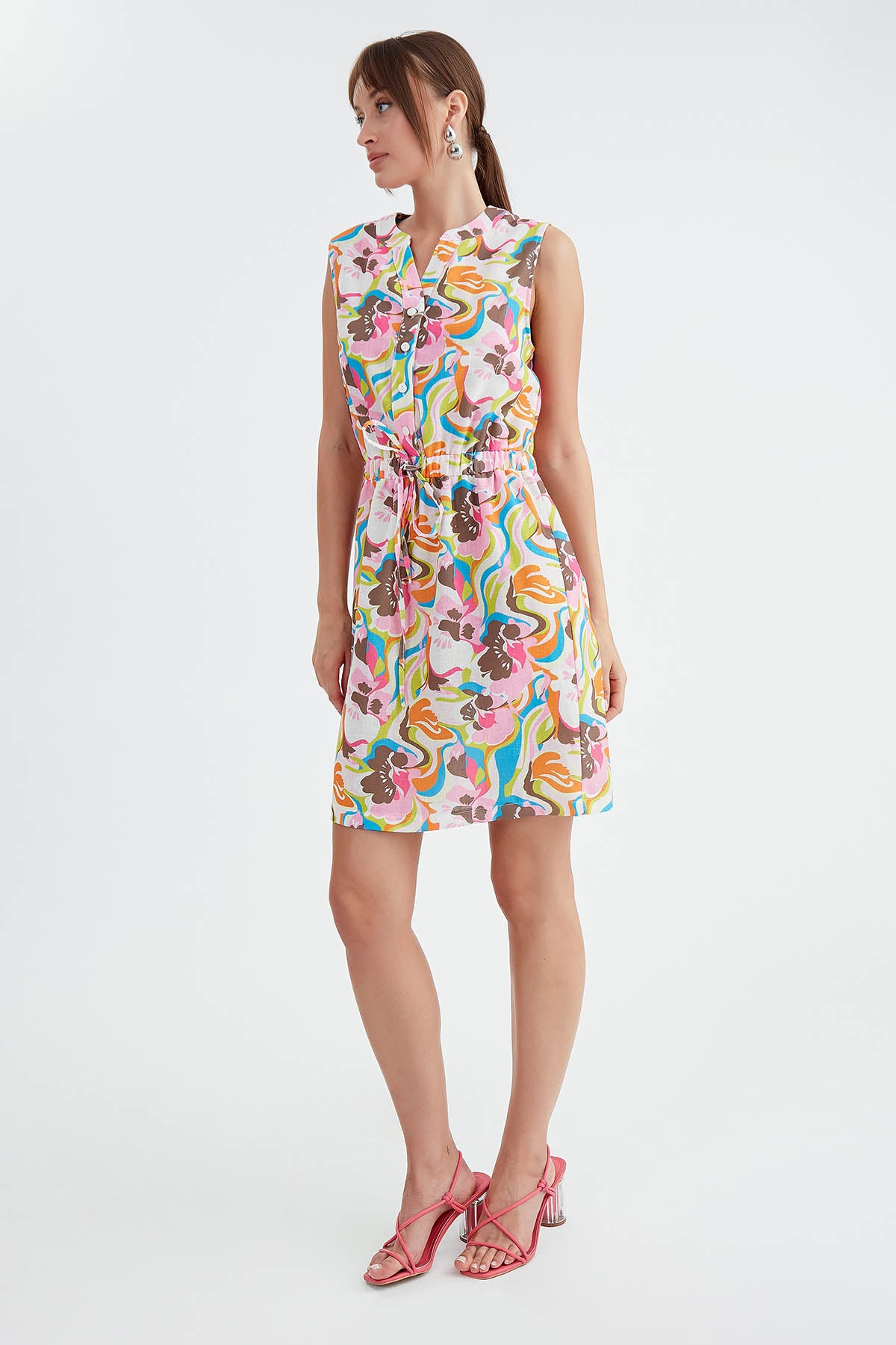 FLORAL PATTERN CURVED DRESS