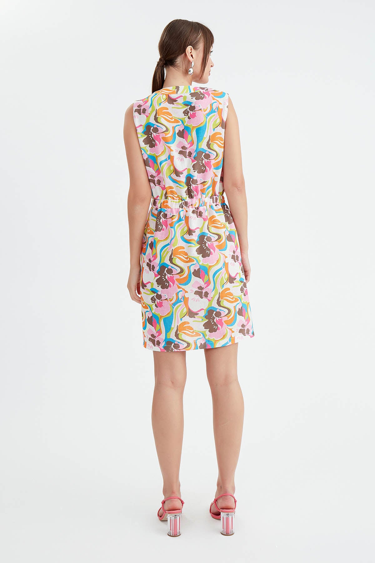 FLORAL PATTERN CURVED DRESS