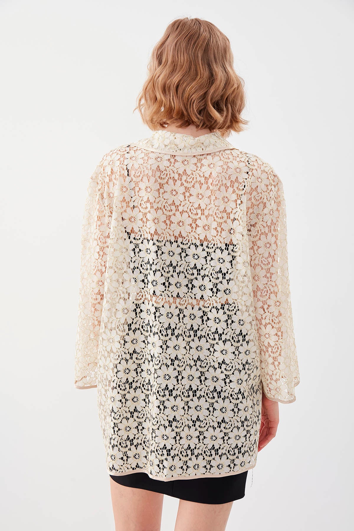 FLORAL PATTERNED TRANSPARENT CARDIGAN