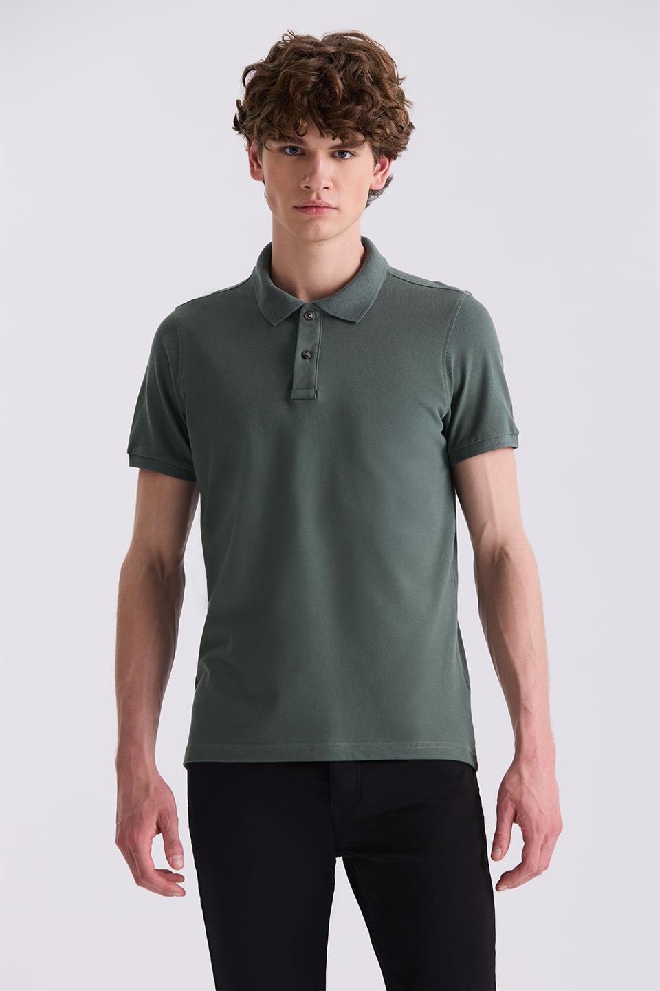 Khaki Slim Fit Polo Collar T Shirt