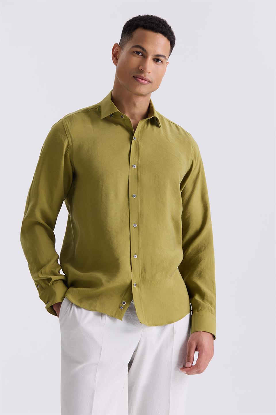 Walnut Comfort Fit Button Collar Shirt