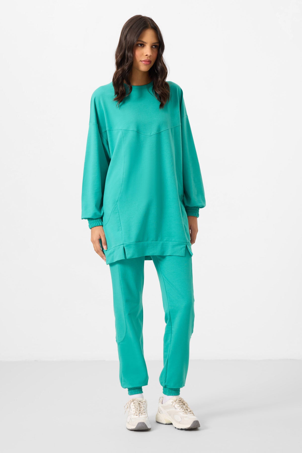 Basic Oversize Women's Tracksuit Tunic Set - 95347