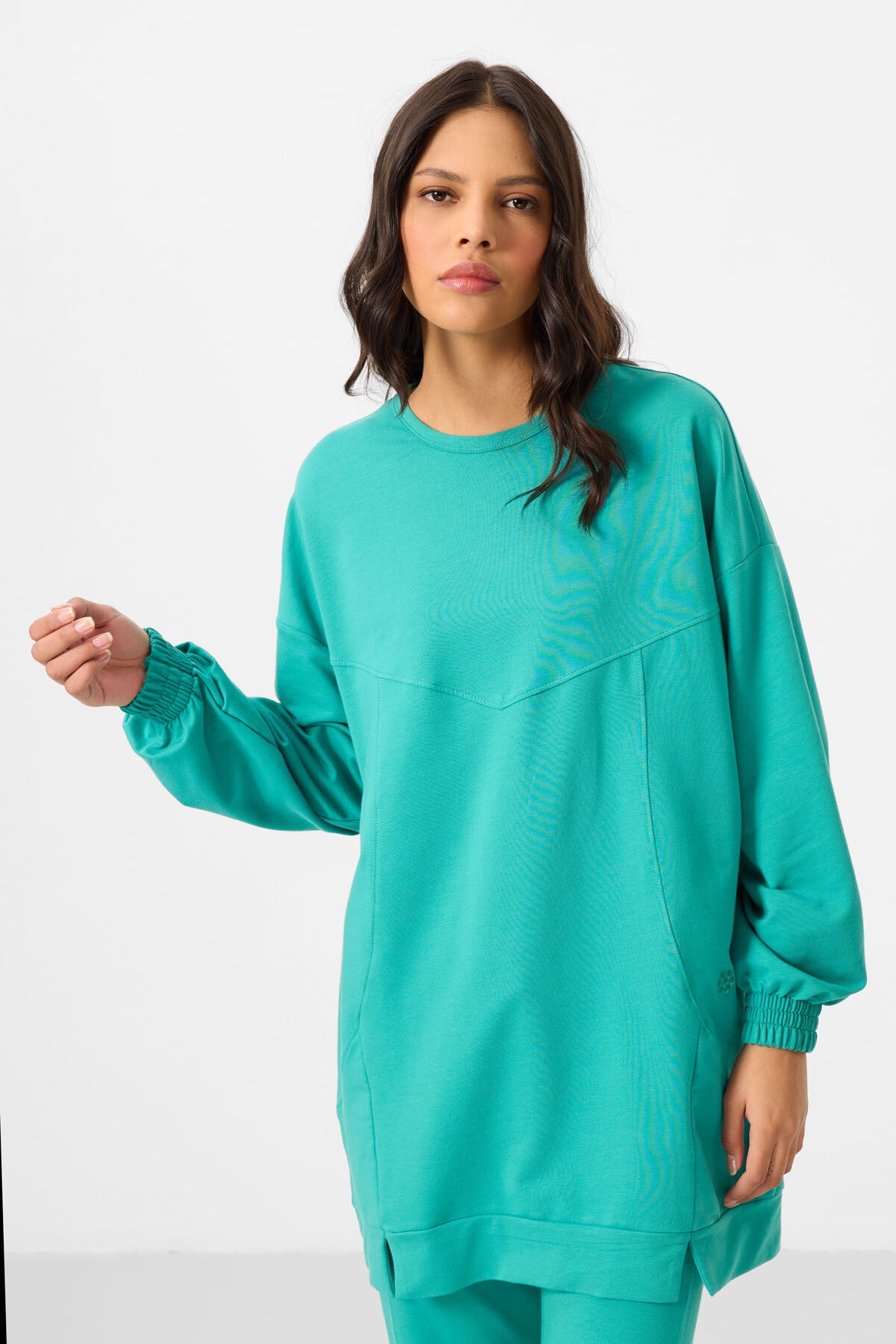 Basic Oversize Women's Tracksuit Tunic Set - 95347