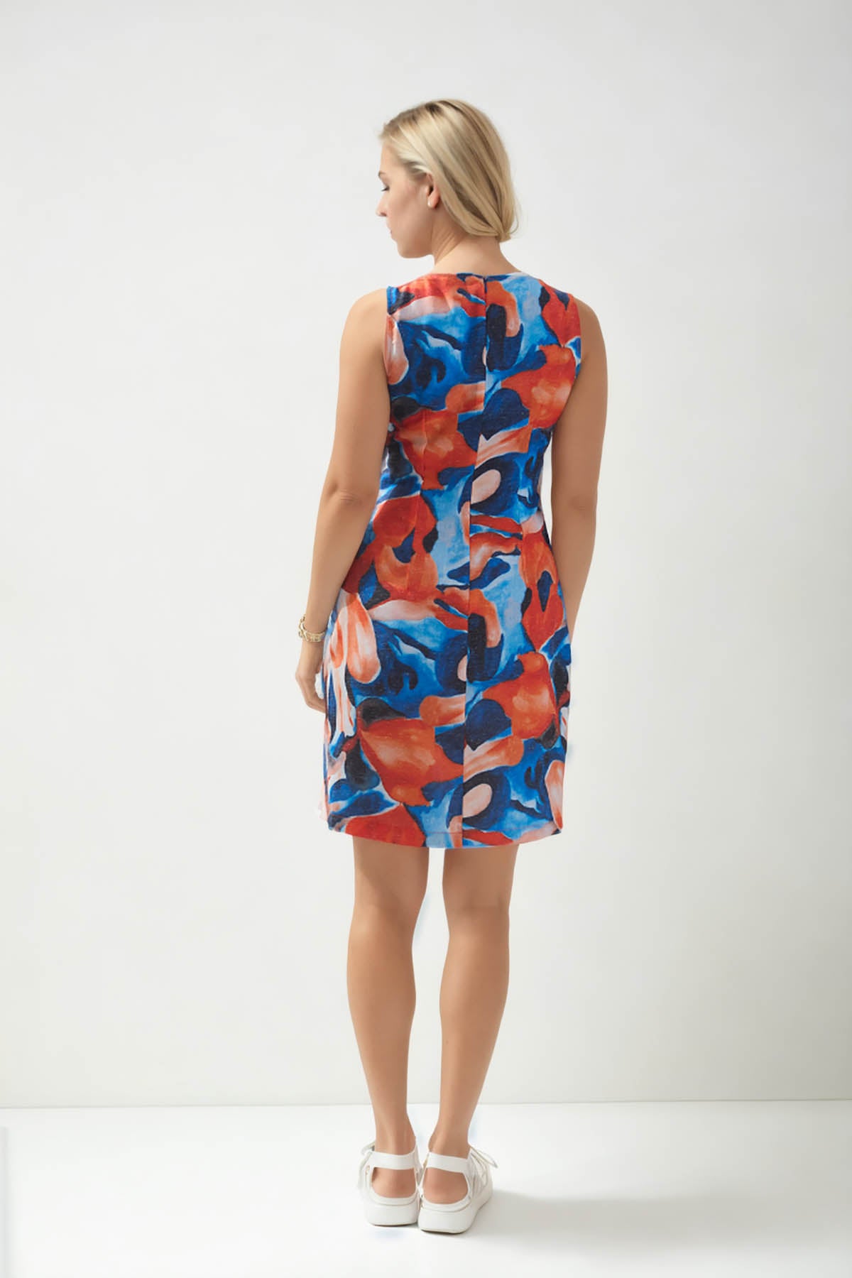 ABSTRACT PATTERNED LINEN DRESS