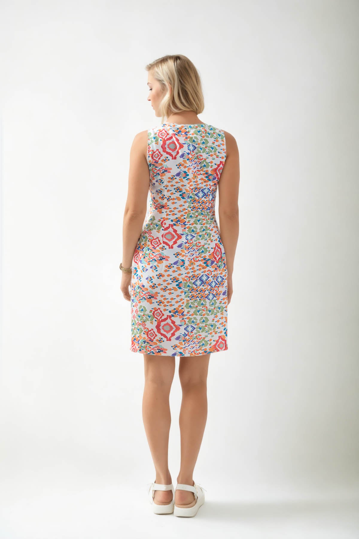 ABSTRACT PATTERNED LINEN DRESS