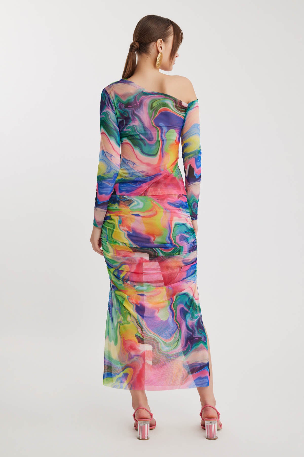 COLRFUL PATTERNED TULIP MIDI SKIRT