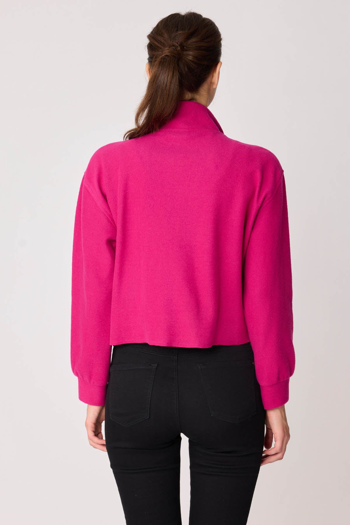 KNITTED SWEATSHIRT WITH STEEP COLLAR & ZIPPER