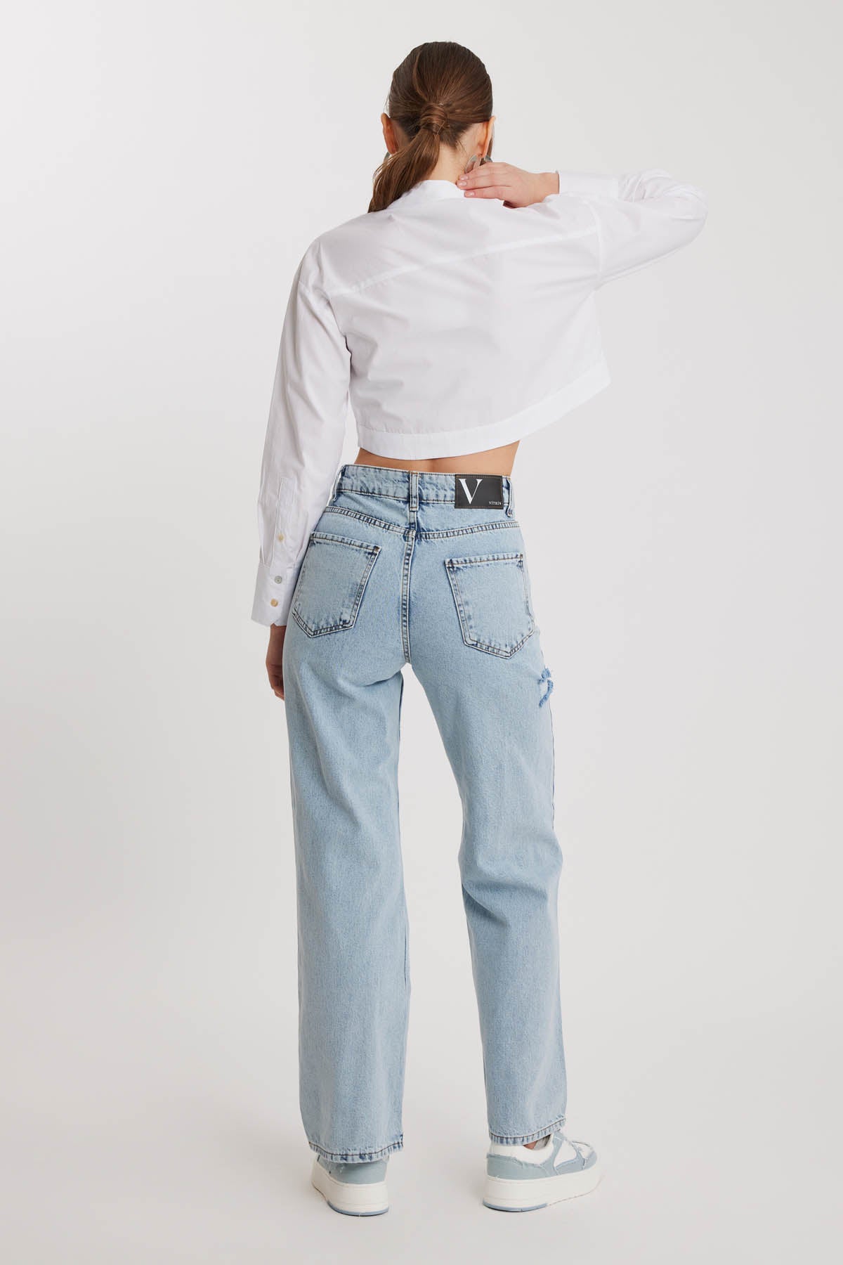 TORN WIDE LEG 90'S JEANS BLUE