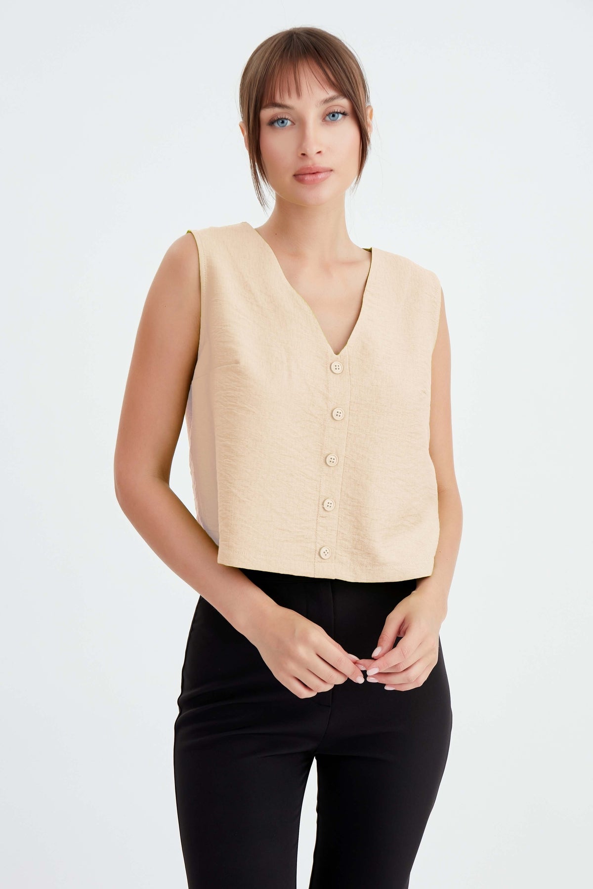 CROP VEST WITH BUTTONS