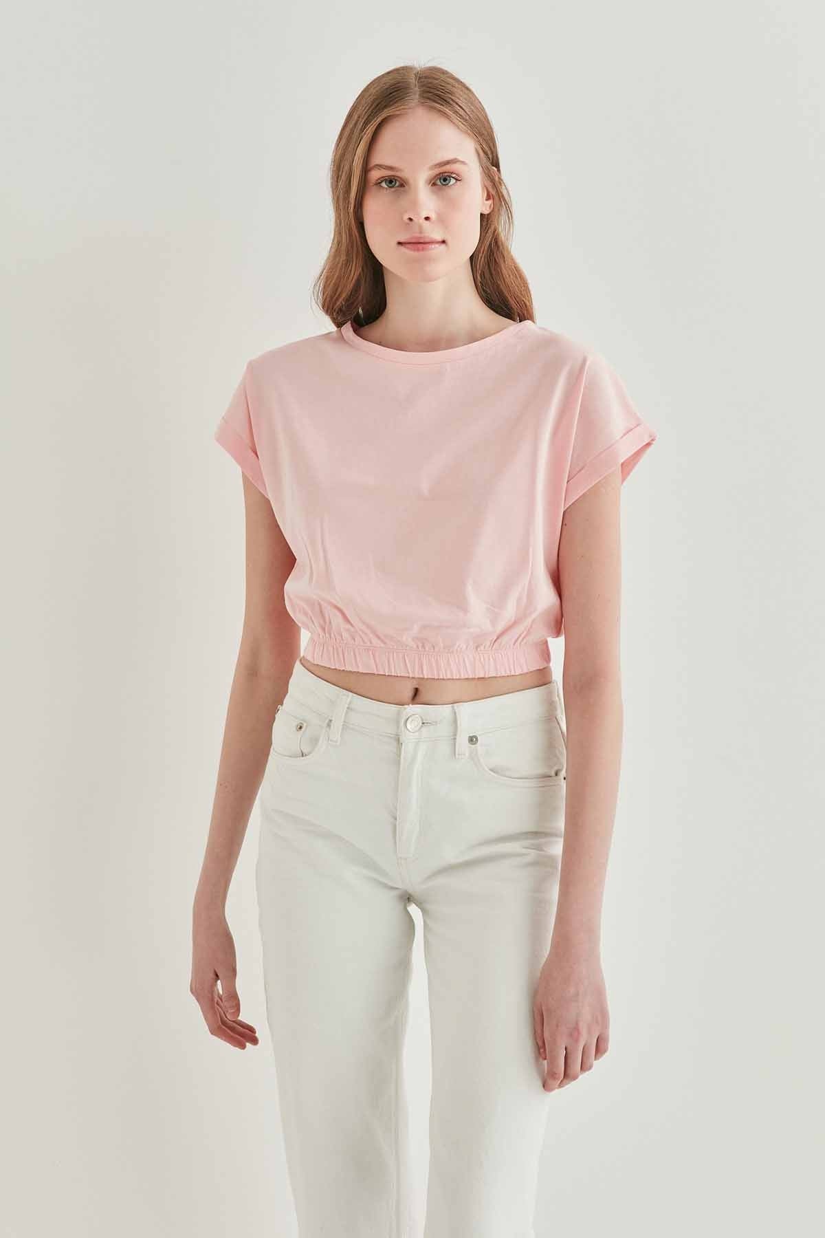 LOW SLEEVE ELASTANE WAIST TOP
