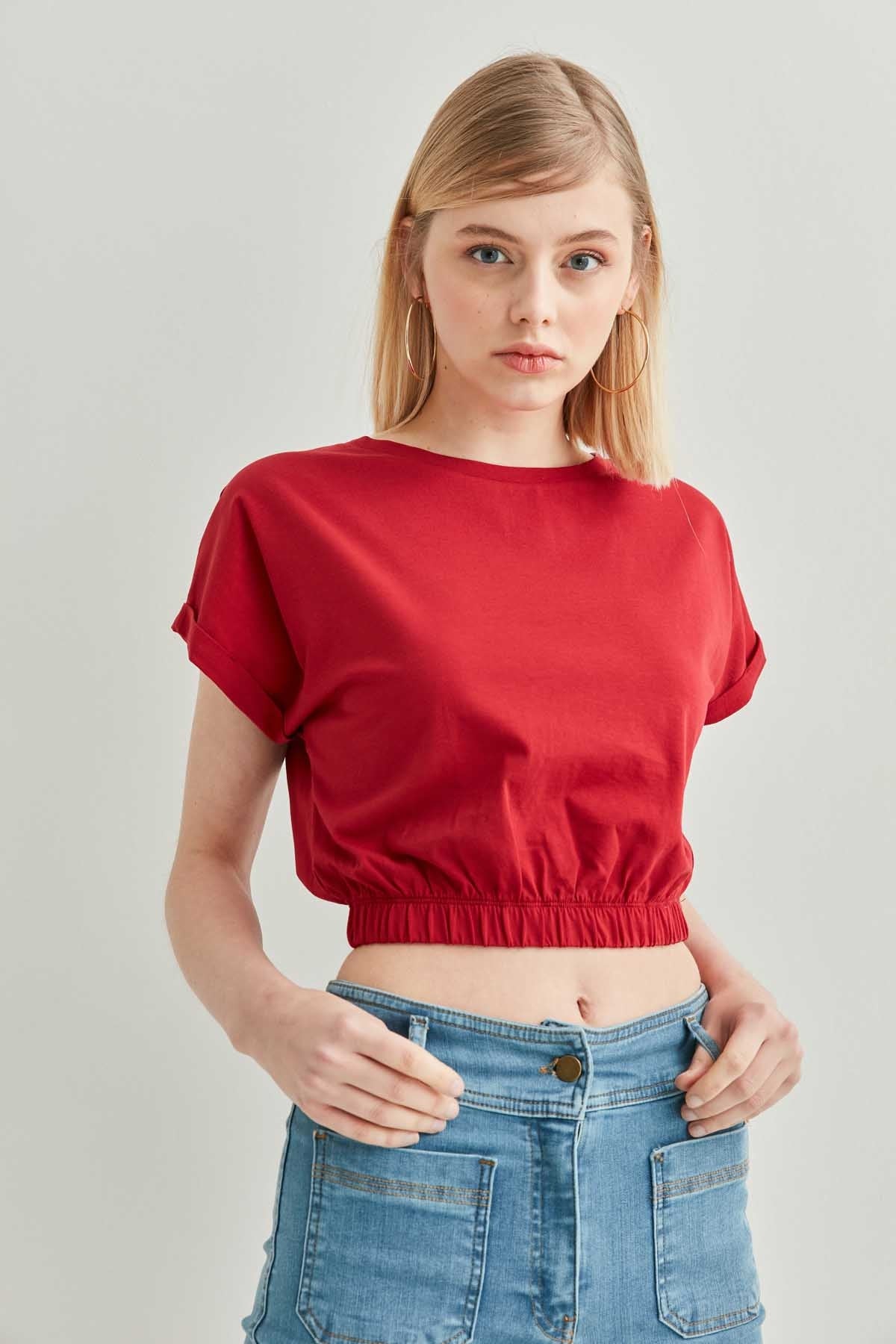 LOW SLEEVE ELASTANE WAIST TOP