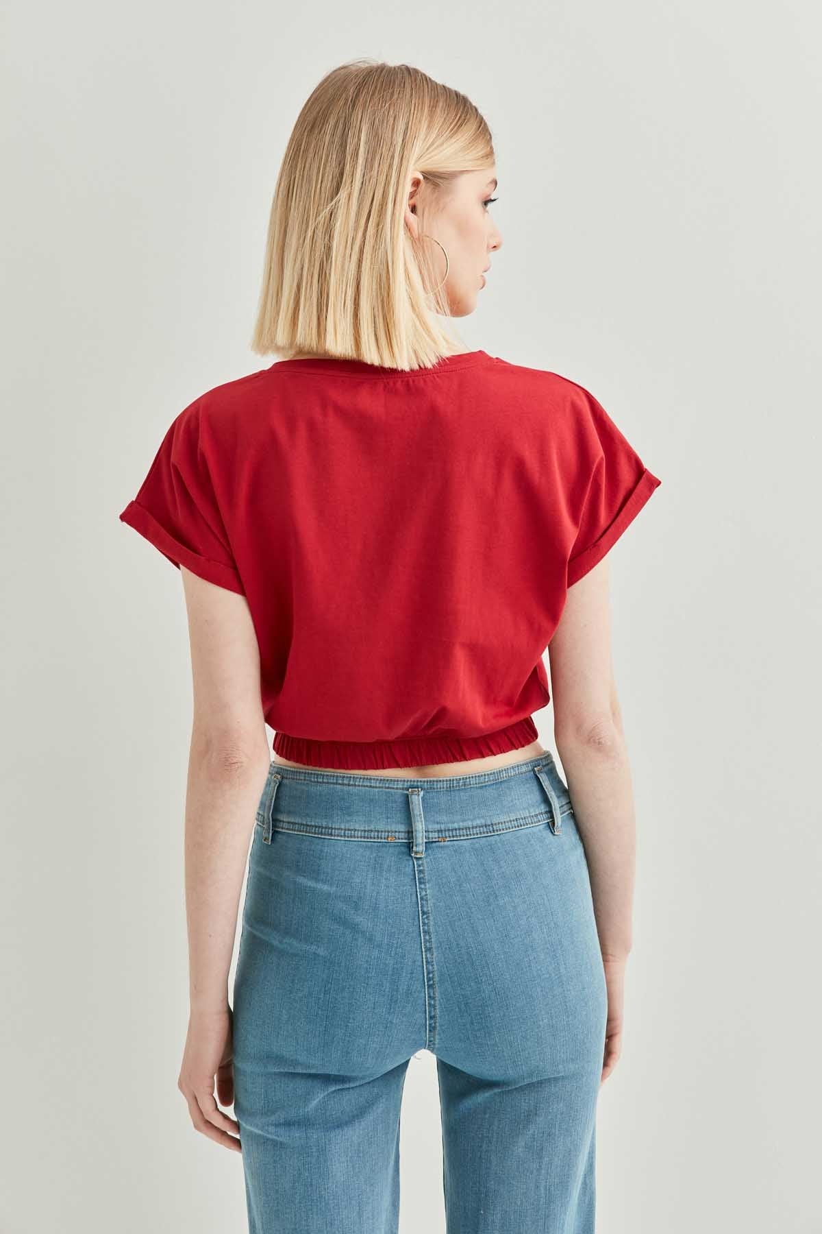 LOW SLEEVE ELASTANE WAIST TOP